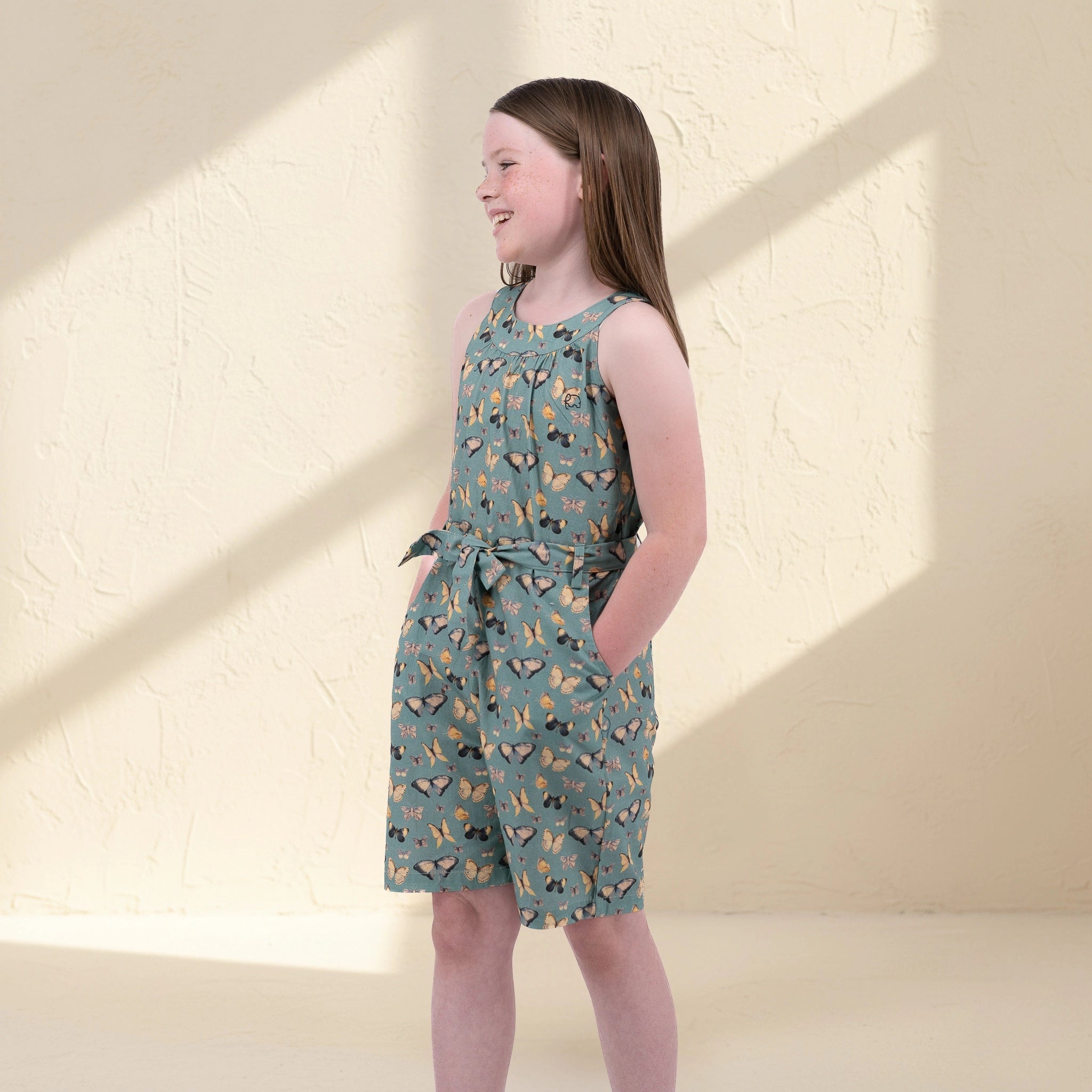 Surf Blue Cotton Play Suit for Girls | Karee Sustainable Kidswear Kids Karee