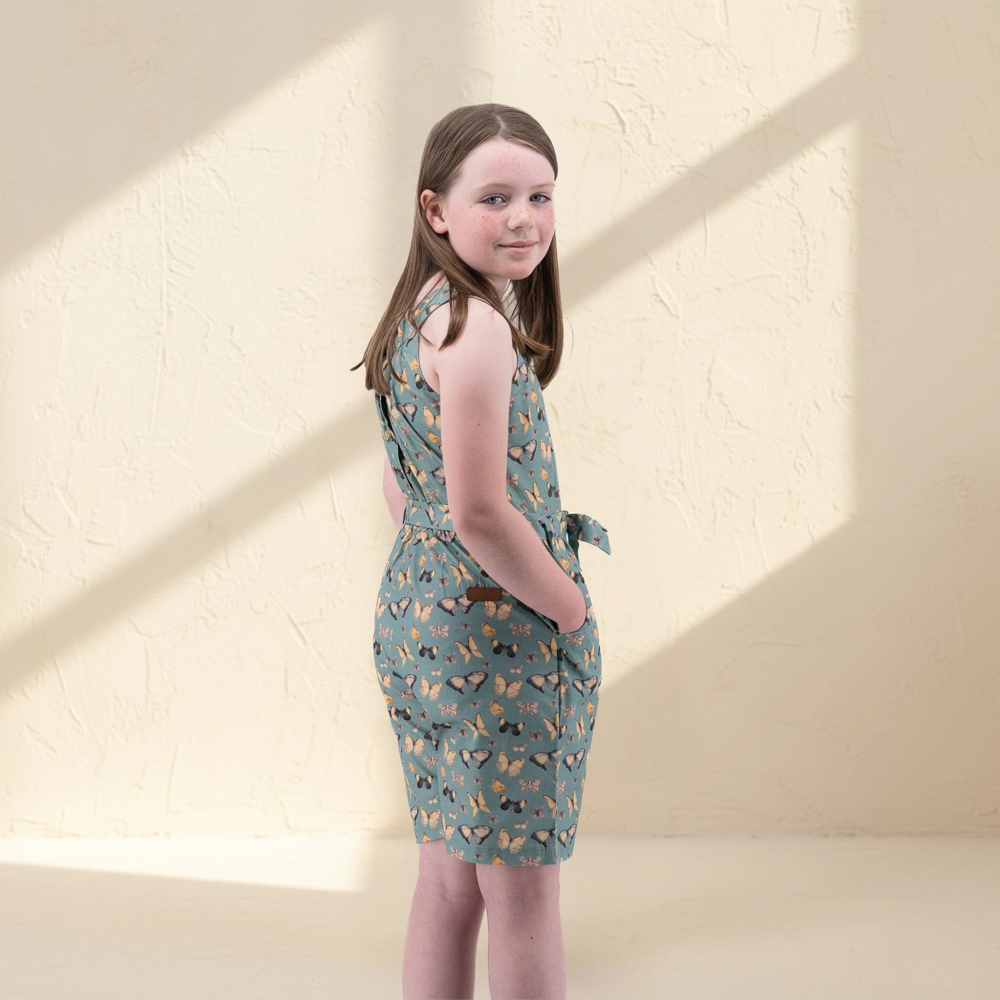 Surf Blue Cotton Play Suit for Girls | Karee Sustainable Kidswear Kids Karee