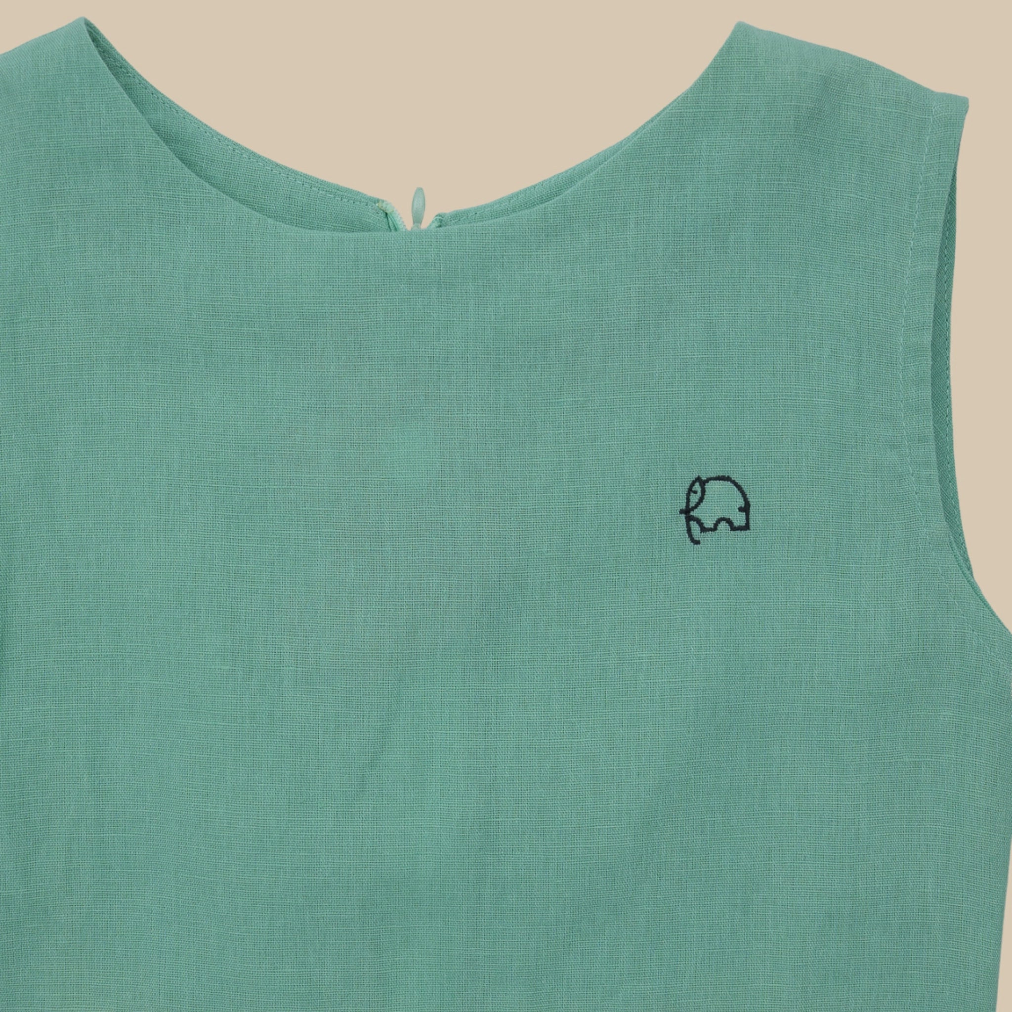 Neptune Green Linen Cotton Frock for Girls | Karee Sustainable Kidswear Kids Karee