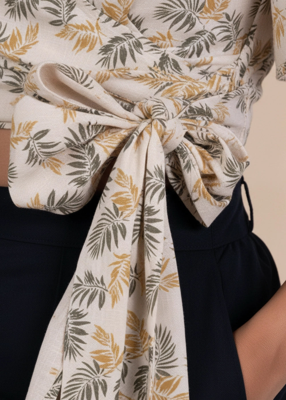 Biscuit Bliss Eco-Friendly Wrap Linen-Viscose Top | Karee Sustainable Fashion