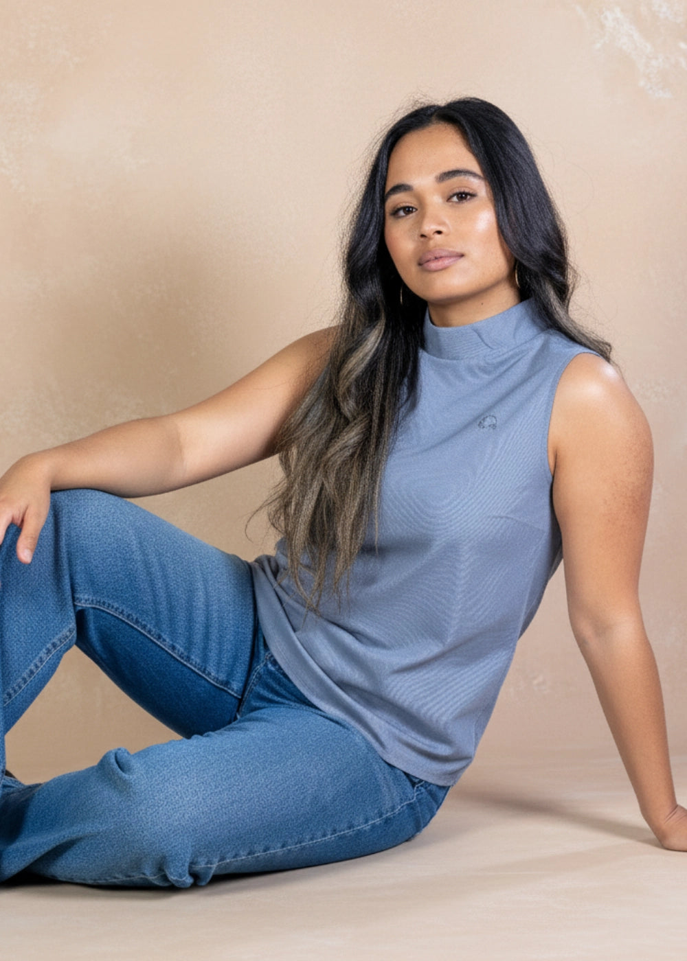 Classic Grey Sleeveless Linen-Cotton Top | Karee Sustainable Fashion