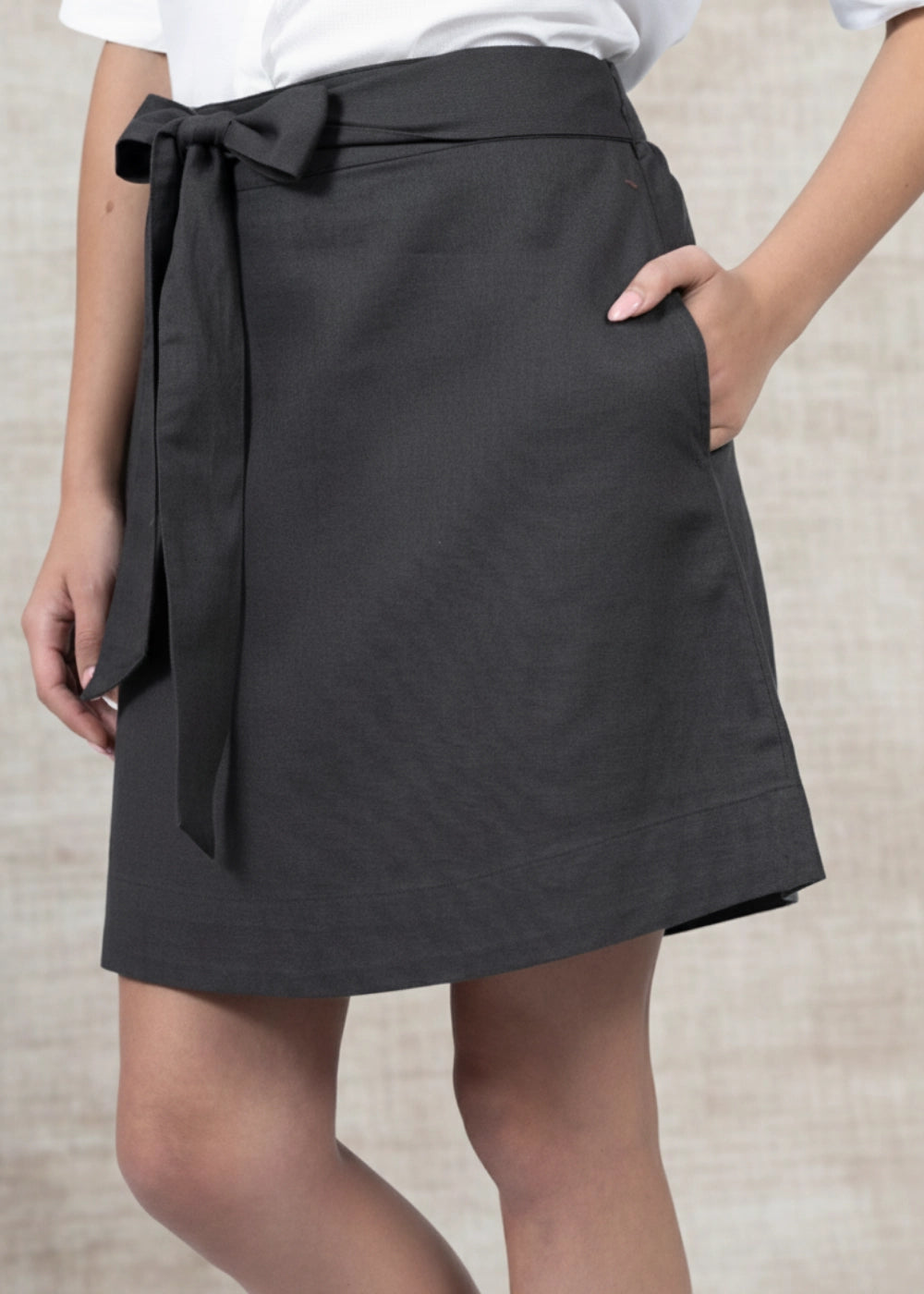 Slate Grey Elegance Linen Cotton Skirt Women Karee