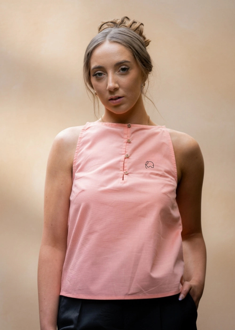 Wild Rose Harmony Halter Cami Linen-Cotton Top | Karee Sustainable Fashion