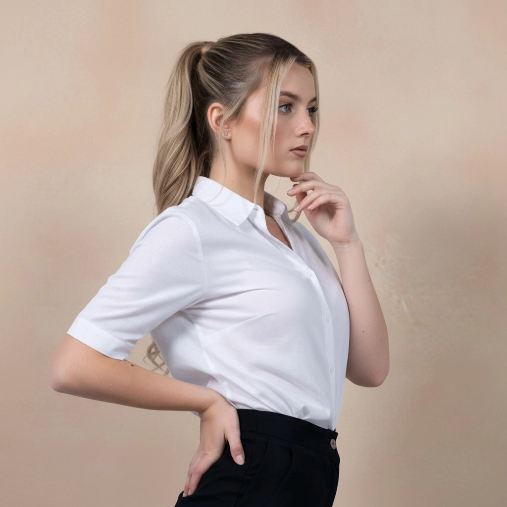 Pure Elegance White Linen-Cotton Shirt | Karee Sustainable Fashion Women Karee