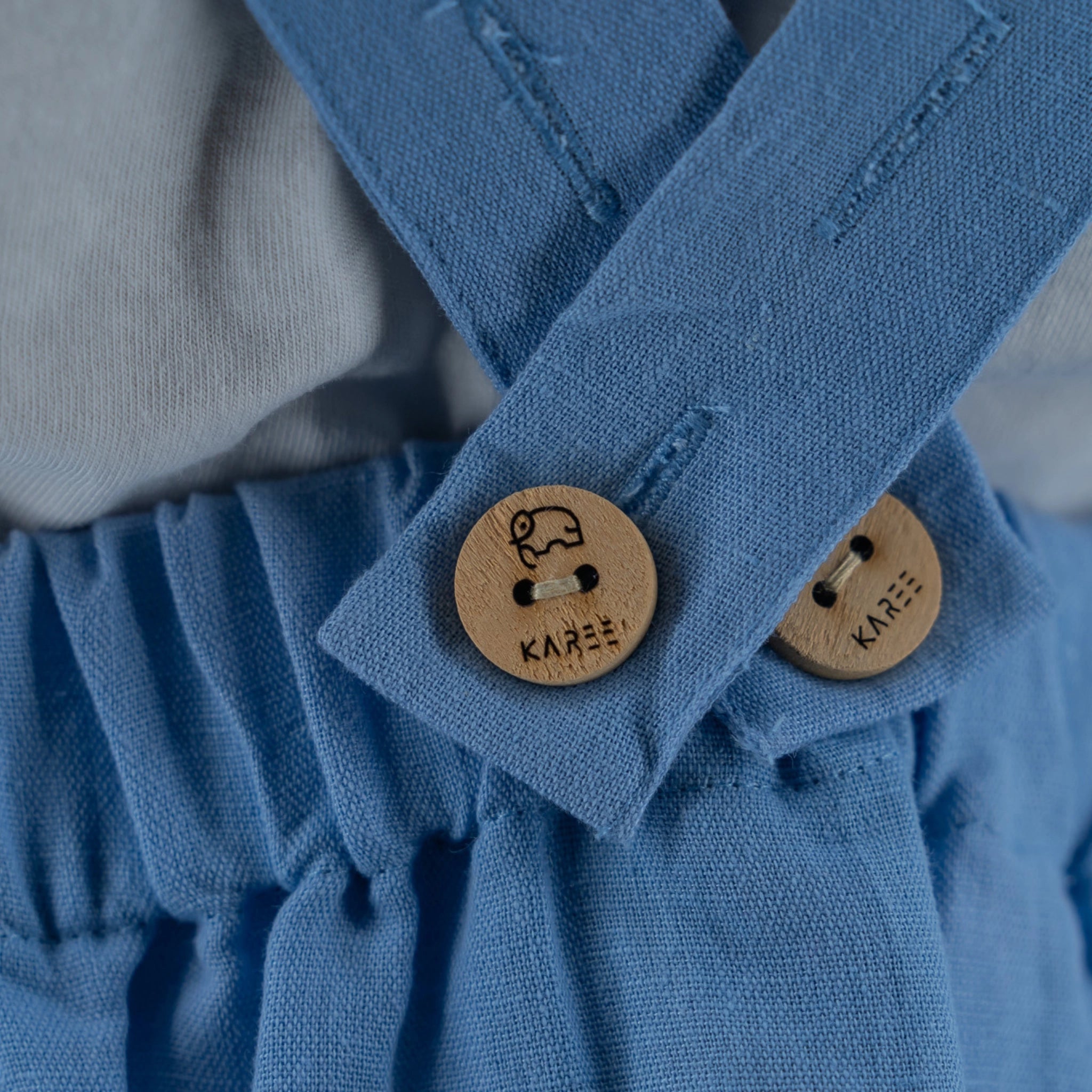 Cerulean Blue Linen Cotton Pinafore for Girls | Karee Sustainable Kidswear Kids Karee