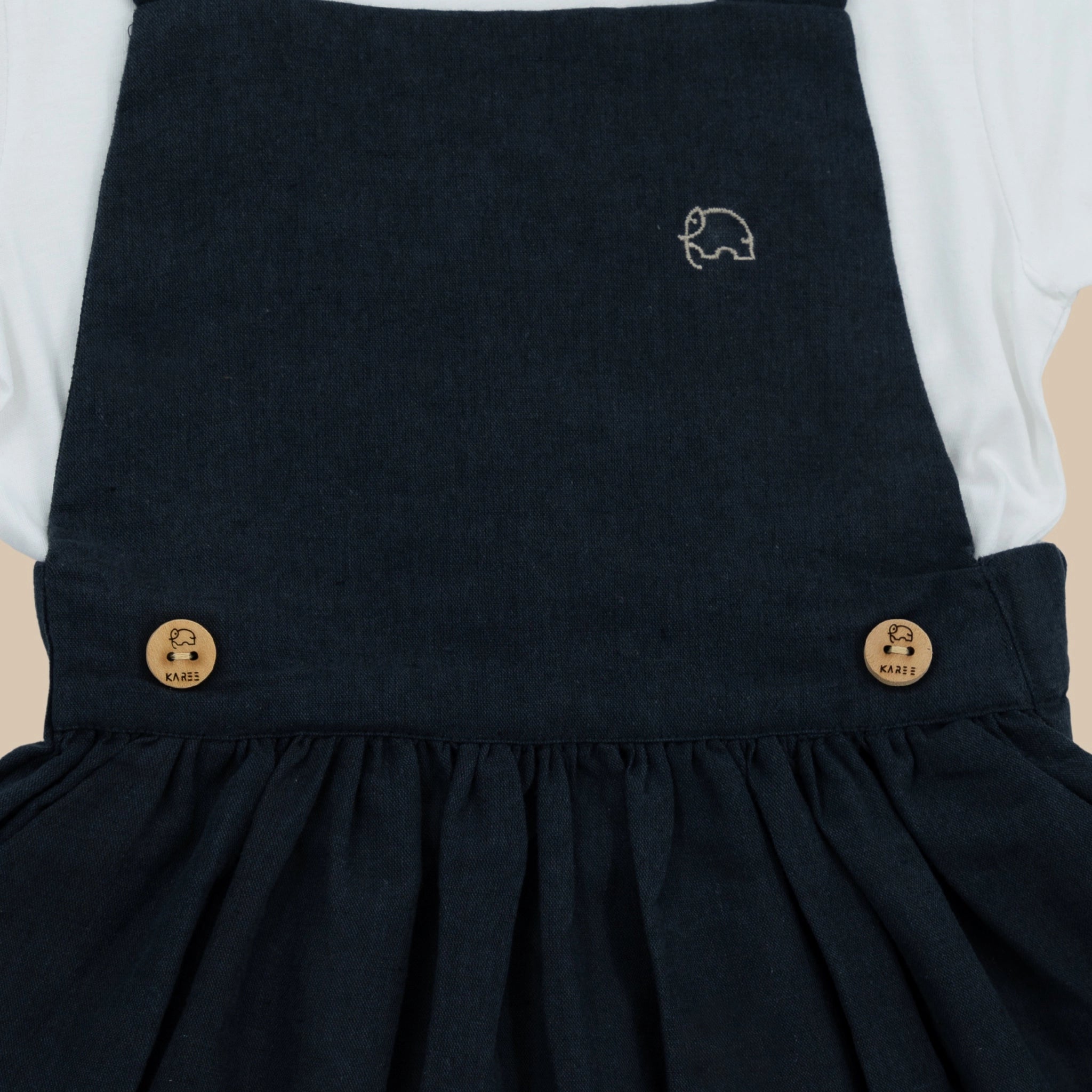 Ebony Black Linen Cotton Pinafore Set | Karee Sustainable Kidswear Kids Karee