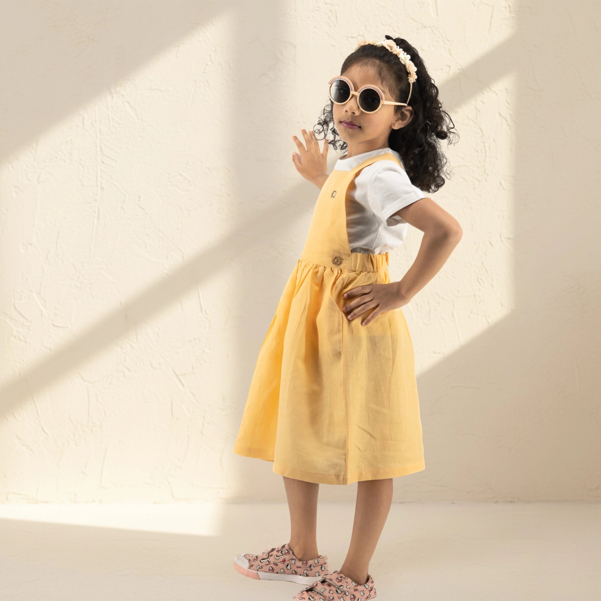Ebony Linen Cotton Pinafore for Girls | Karee Sustainable Kidswear Kids Karee