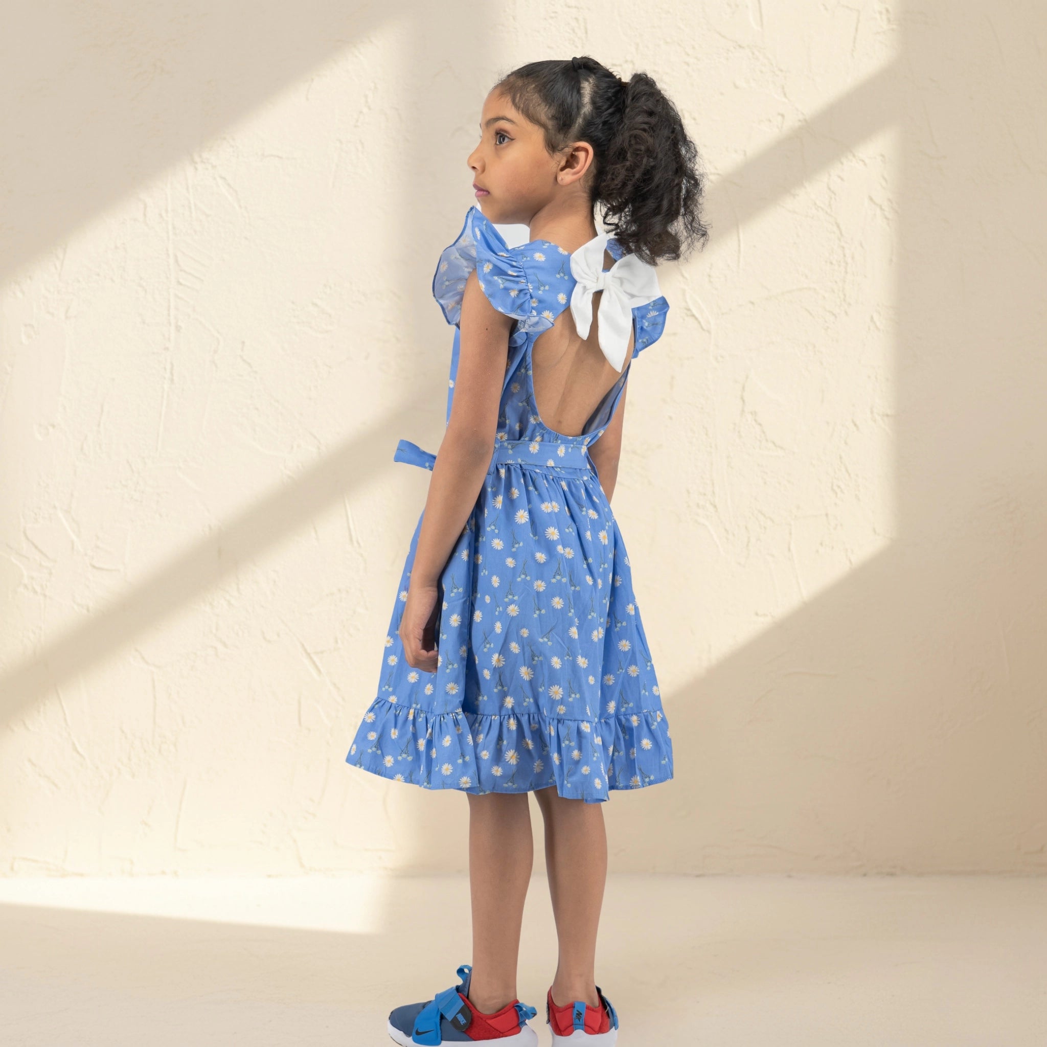 Corn Flour Blue Cotton Dress for Girls | Karee Sustainable Kidswear Kids Karee