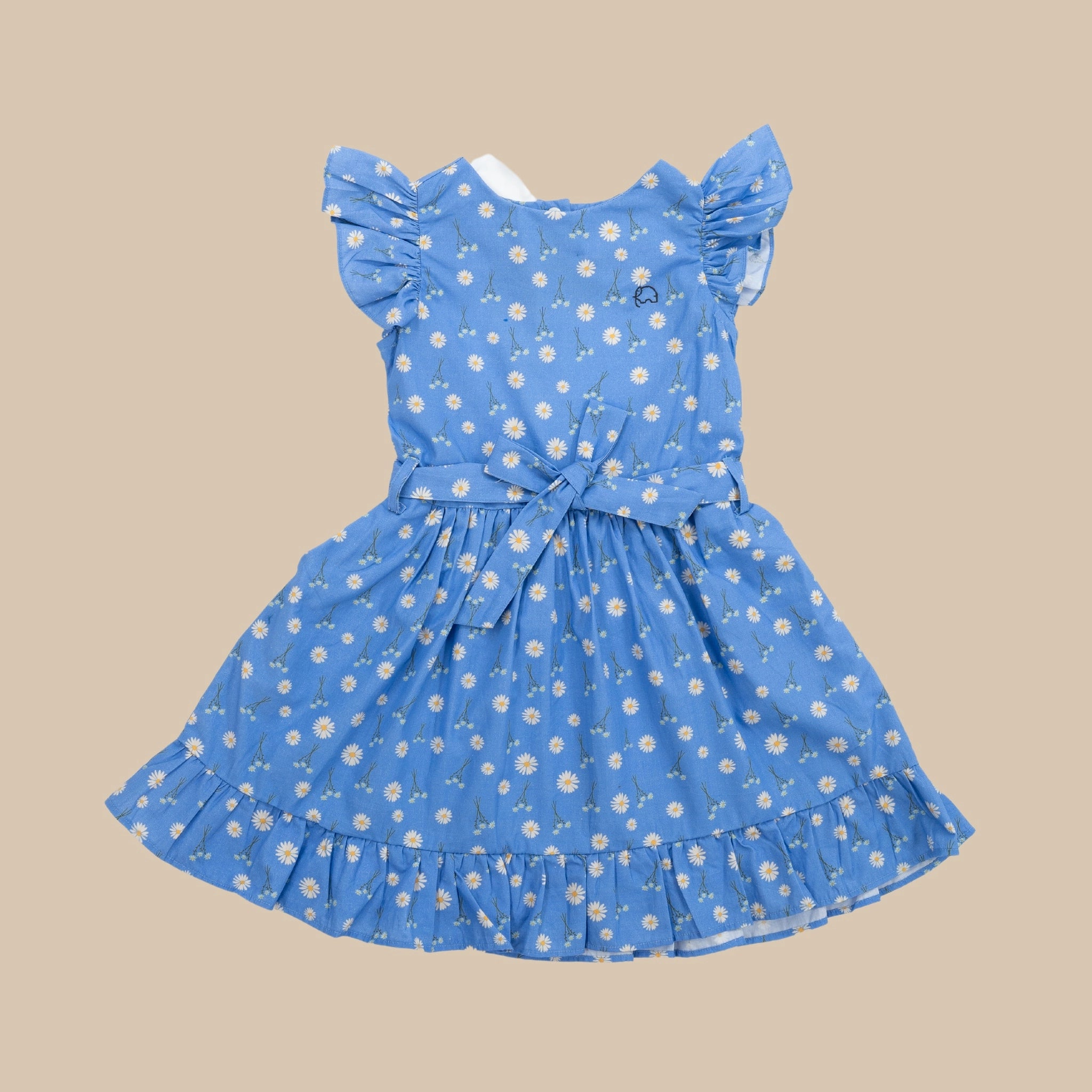 Corn Flour Blue Cotton Dress for Girls | Karee Sustainable Kidswear Kids Karee