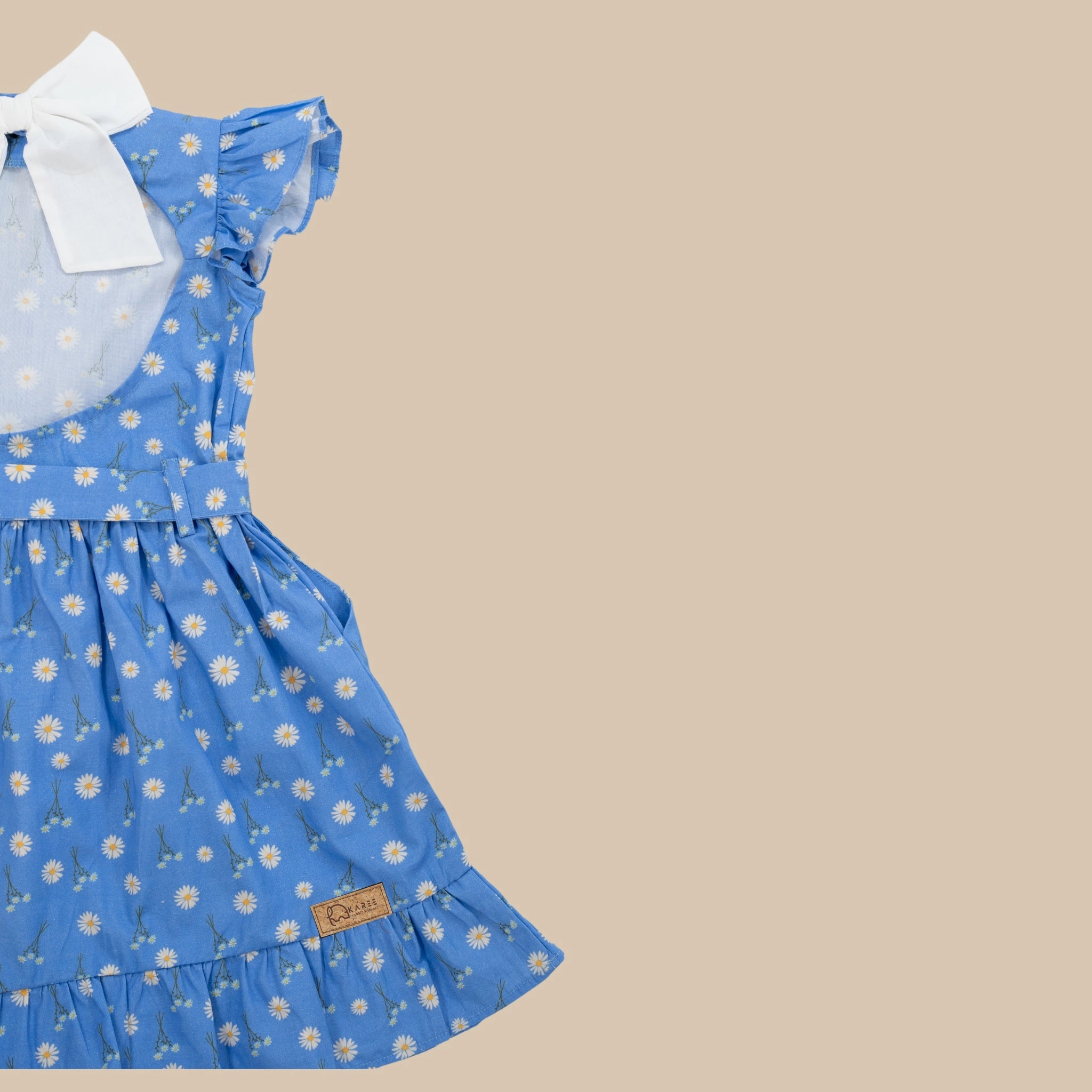 Corn Flour Blue Cotton Dress for Girls | Karee Sustainable Kidswear Kids Karee