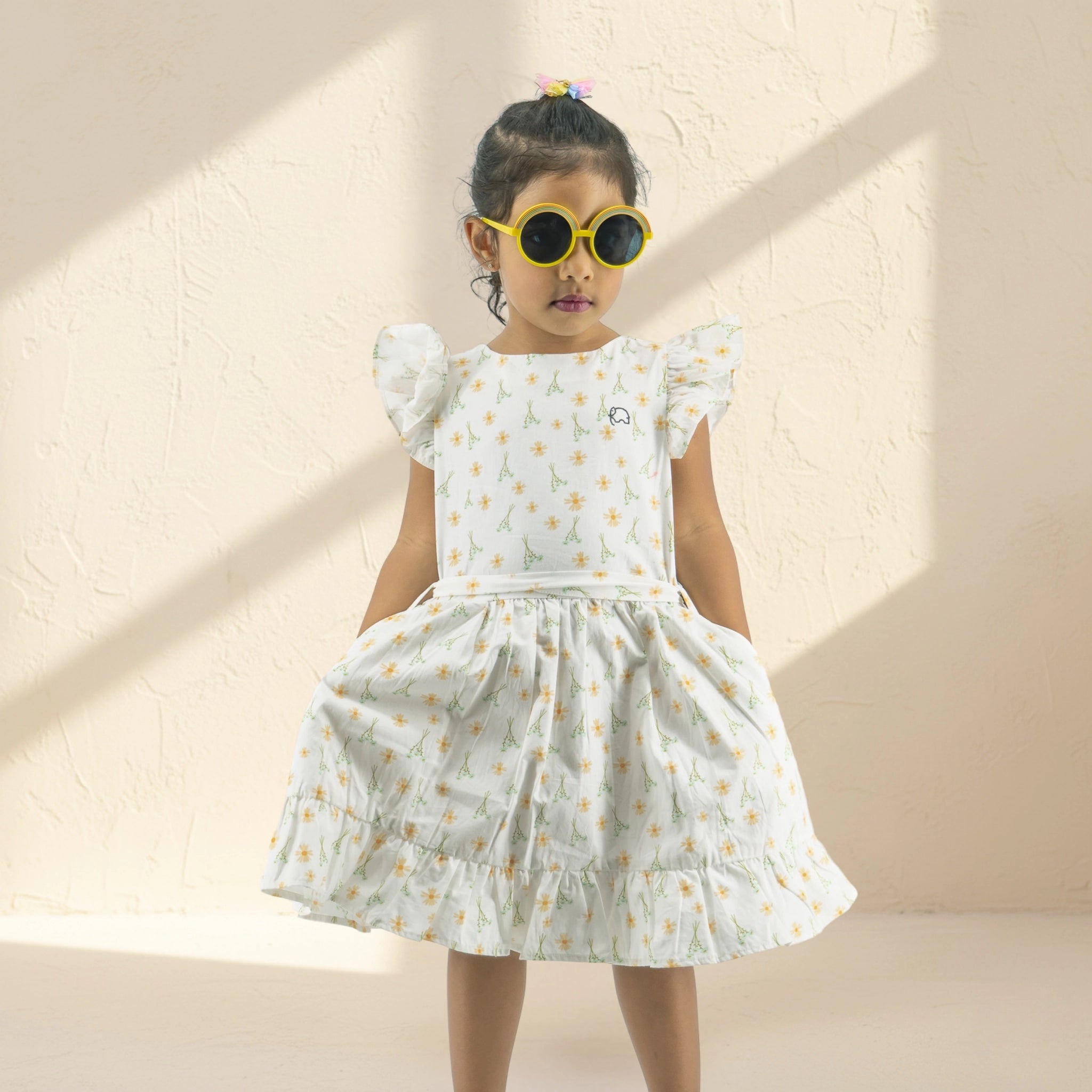 Smoked Pearl Cotton Dress for Girls | Karee Sustainable Kidswear Age 6-7 Kids Karee