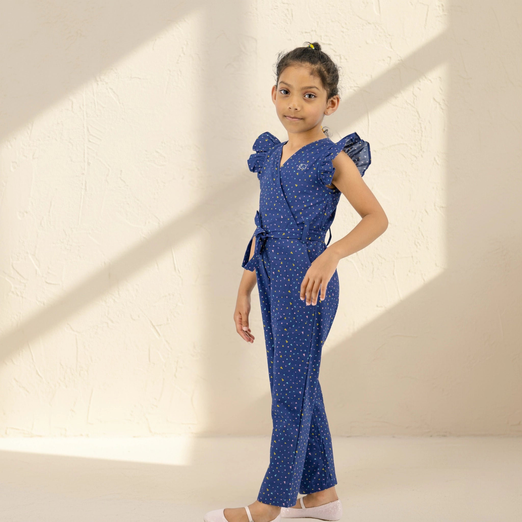 Estate Blue Cotton Jumpsuit for Girls | Karee Sustainable Kidswear Kids Karee