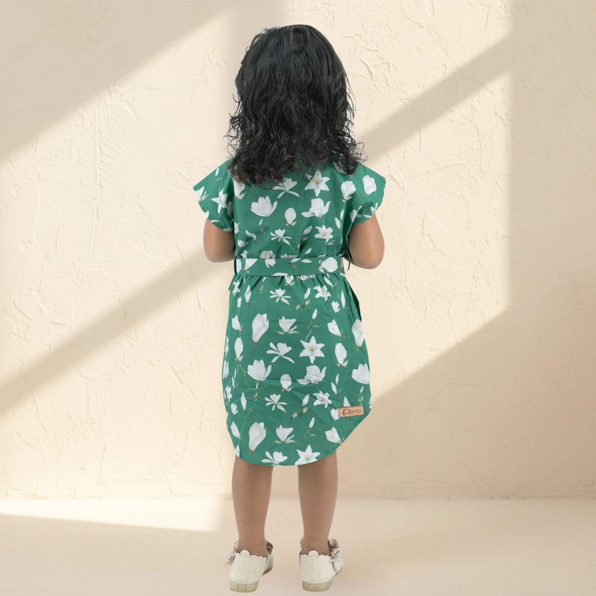 Bottle Green Cotton Shirt Dress for Girls | Karee Sustainable Kidswear Kids Karee