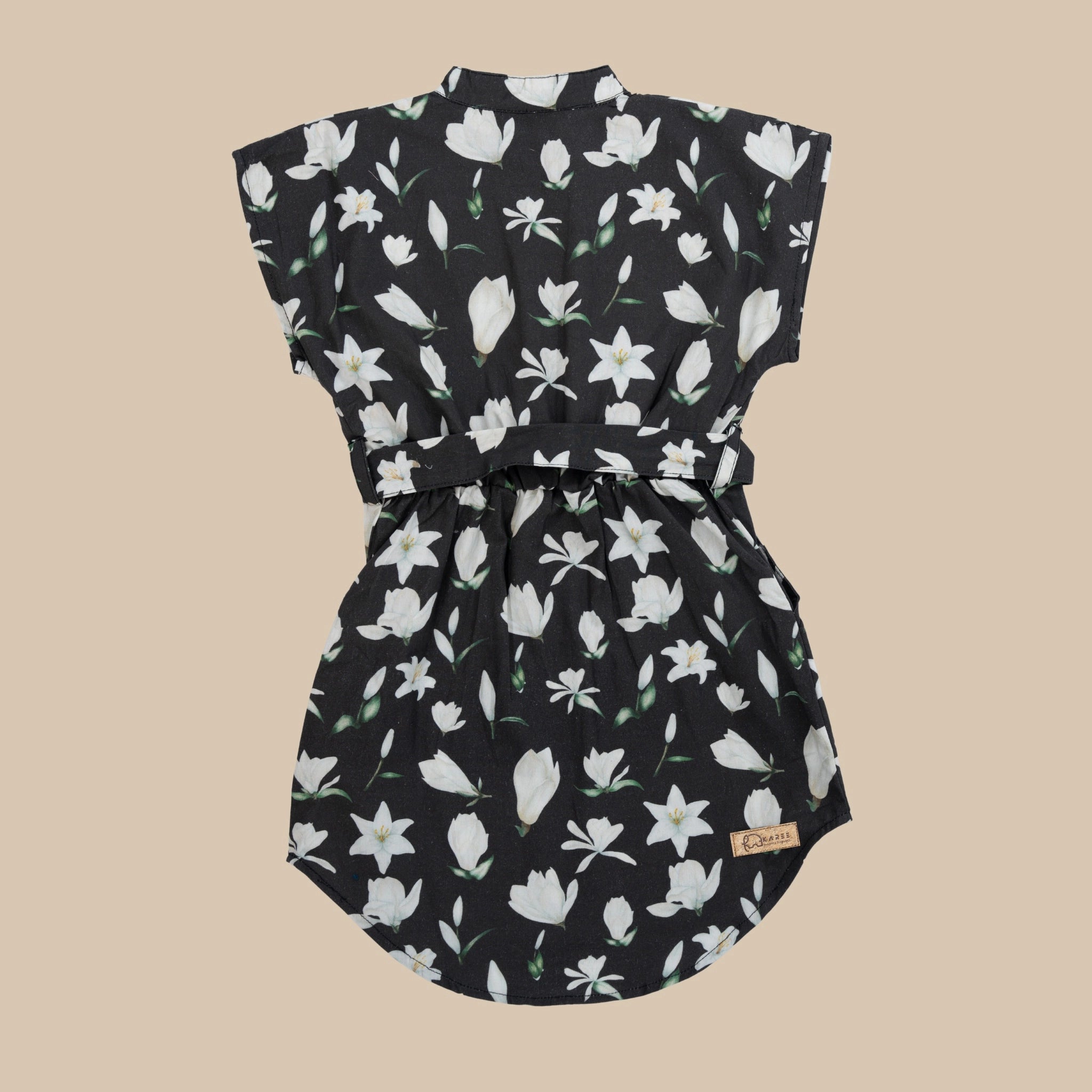 Black Lilly Blossom Cotton Shirt Dress for Girls | Karee Sustainable Kidswear Kids Karee