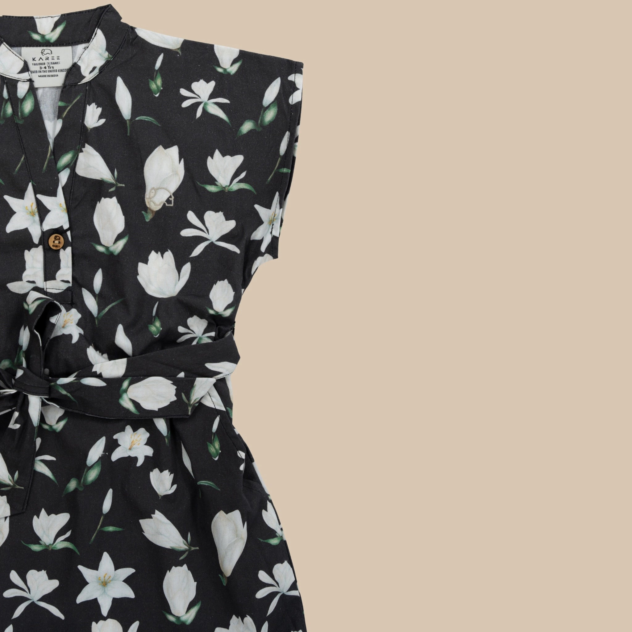 Black Lilly Blossom Cotton Shirt Dress for Girls | Karee Sustainable Kidswear Kids Karee