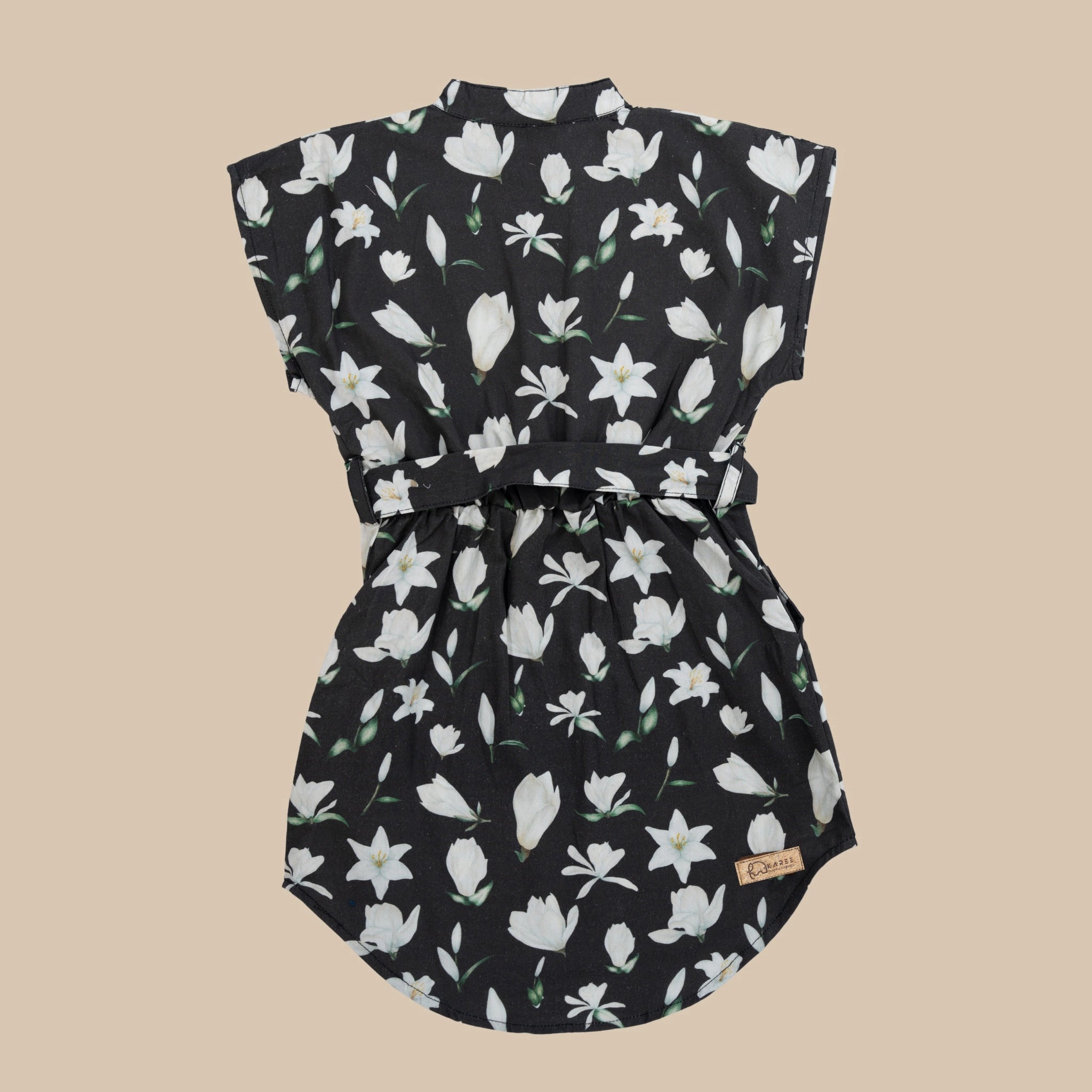 Black Lilly Blossom Cotton Shirt Dress for Girls | Karee Sustainable Kidswear Kids Karee