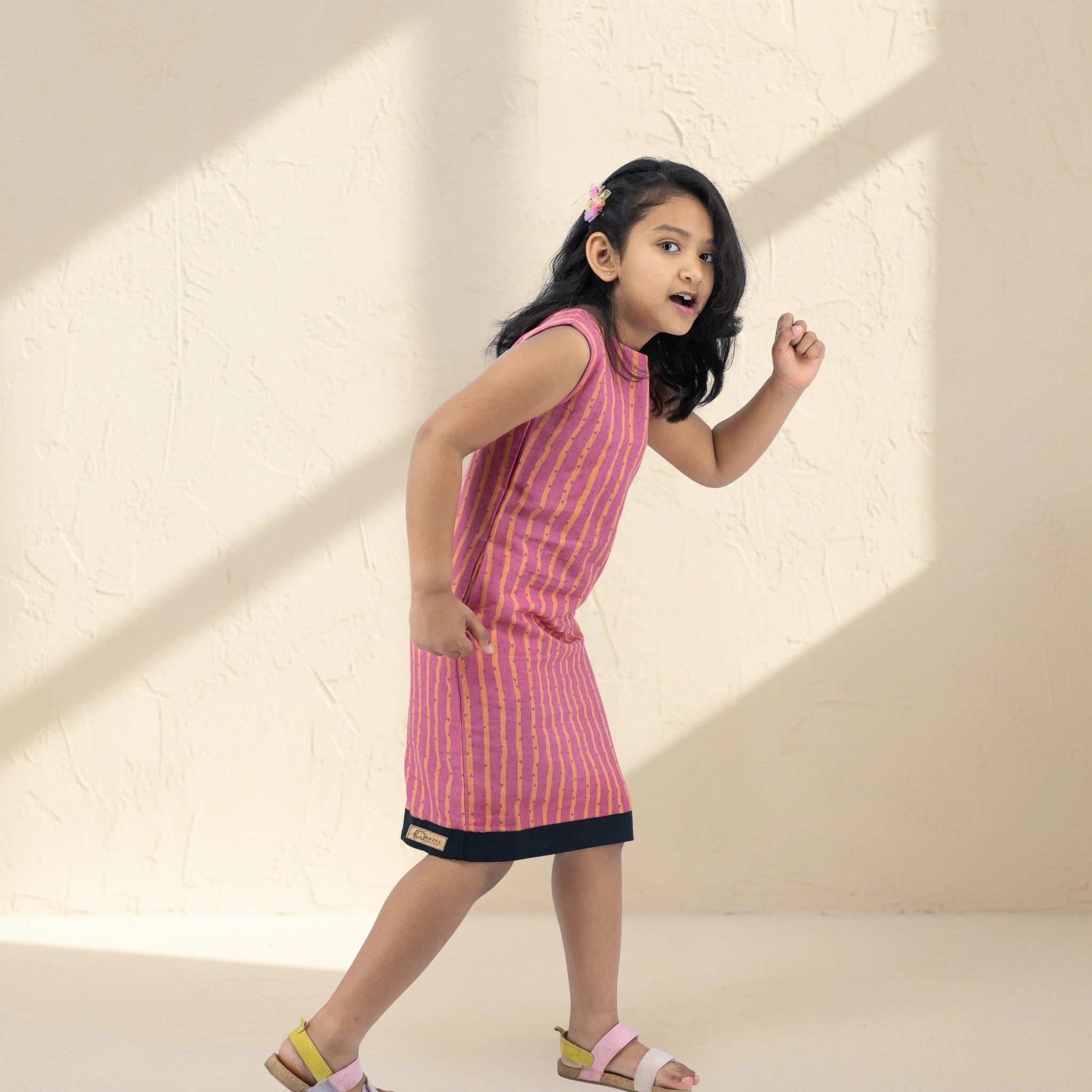 Lilac Rose Linen Cotton Frock for Girls | Karee Sustainable Kidswear Kids Karee