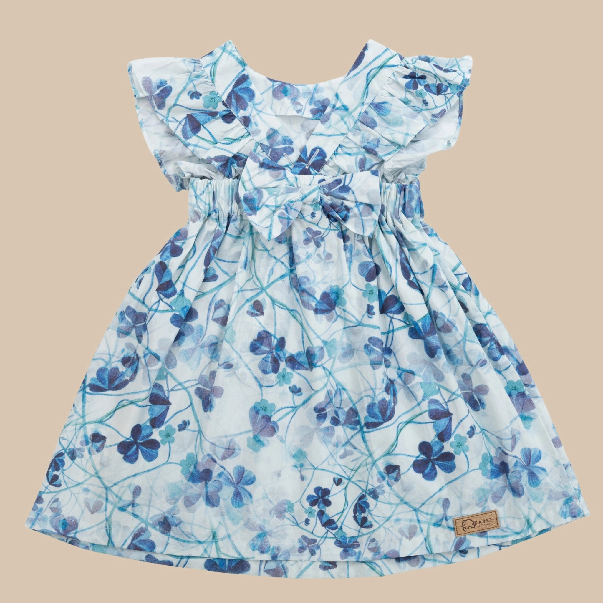Blue Floral Cotton Dress for Girls | Karee Sustainable Kidswear Kids Karee