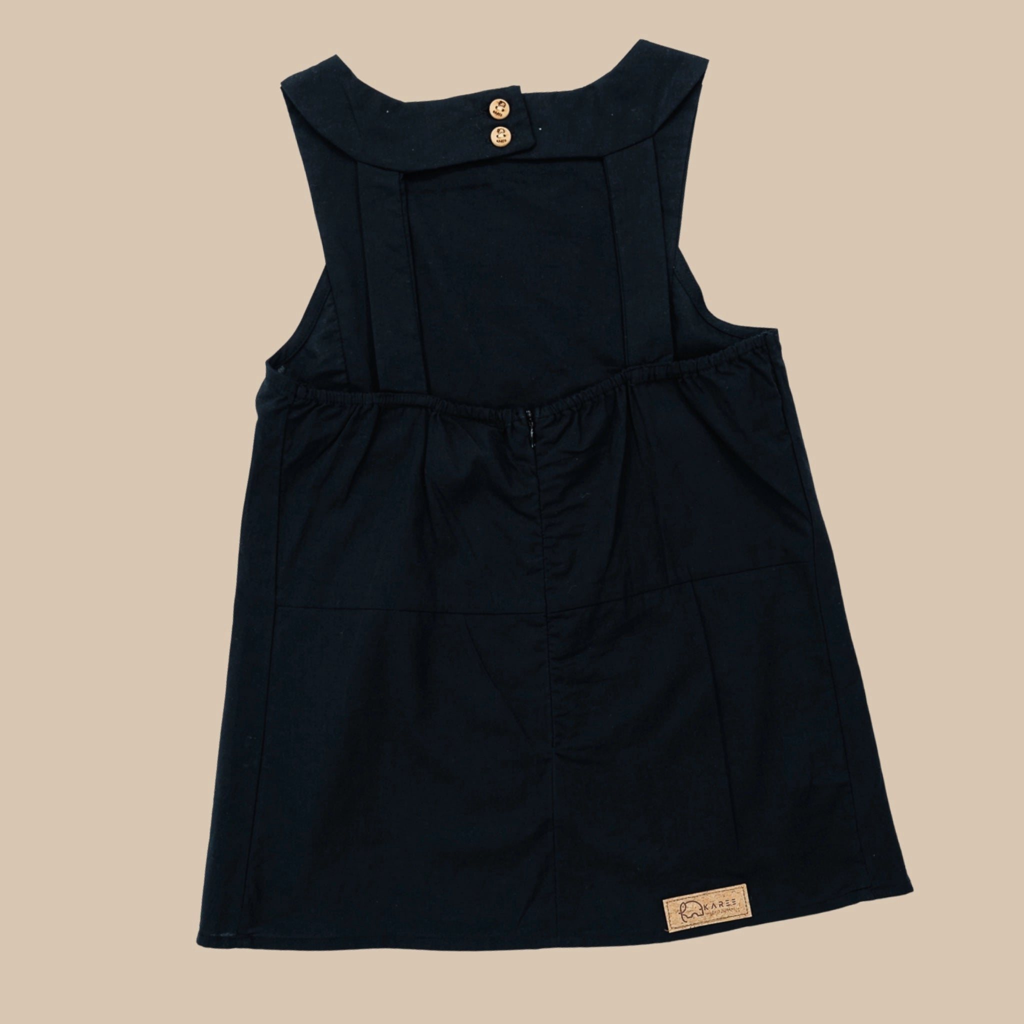 Black Cotton Bib Neck Top for Girls | Karee Sustainable Kidswear Kids Karee