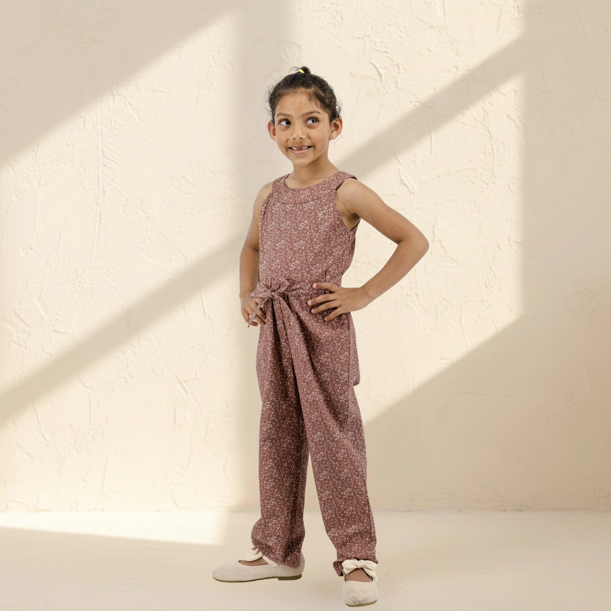 Cocoa Brown Cotton Jumpsuit for Girls | Karee Sustainable Kidswear Kids Karee