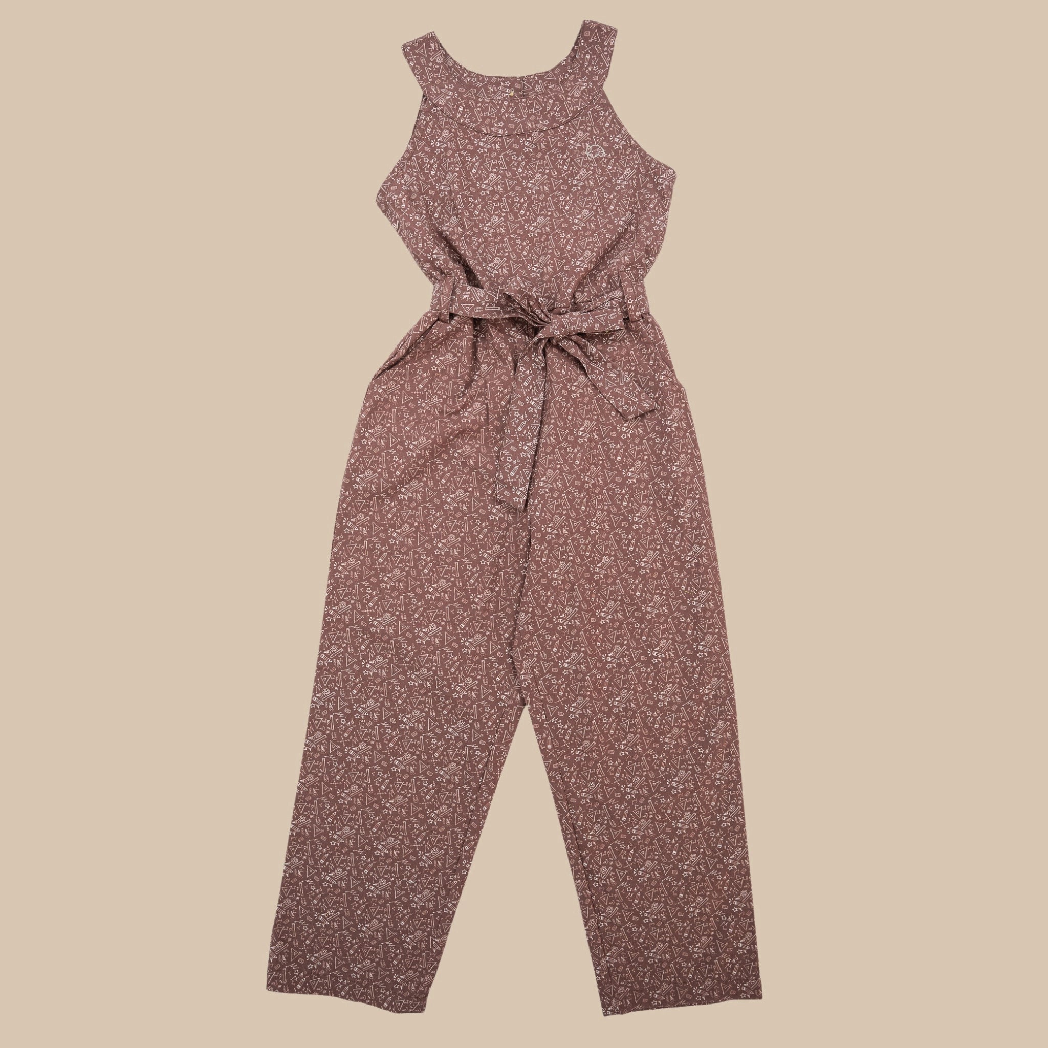 Cocoa Brown Cotton Jumpsuit for Girls | Karee Sustainable Kidswear Kids Karee