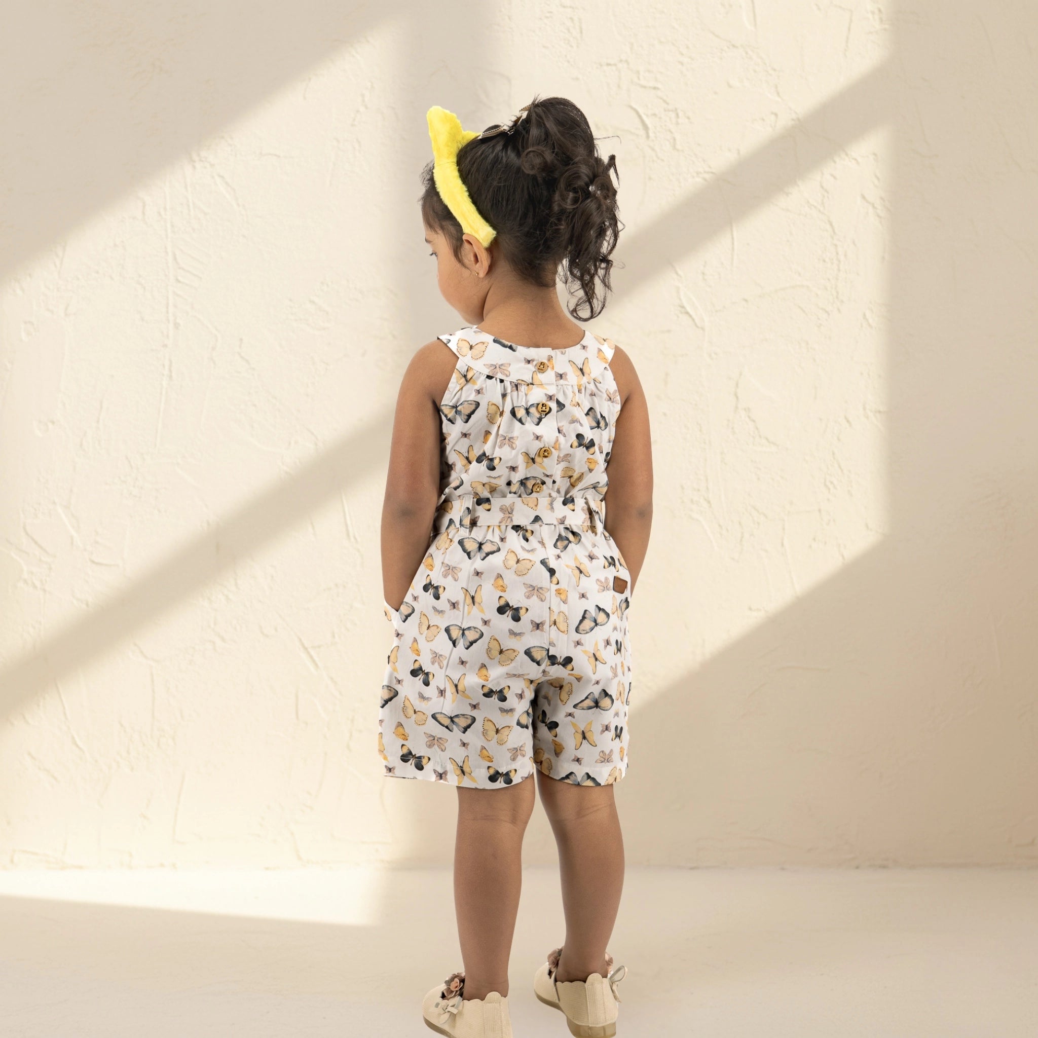 White Cotton Play Suit for Girls | Karee Sustainable Kidswear Kids Karee