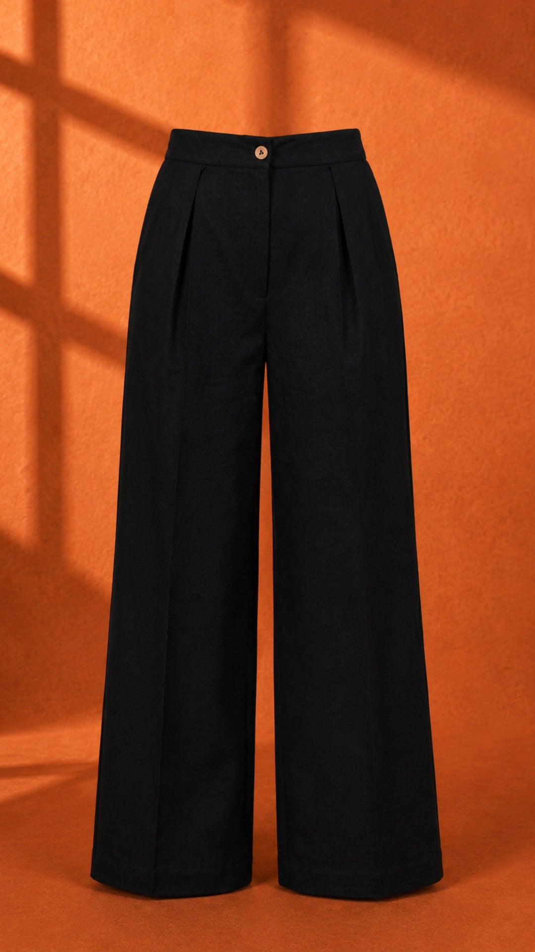 Black Linen Cotton Wide Leg Trousers for Women India | Karee Women Karee