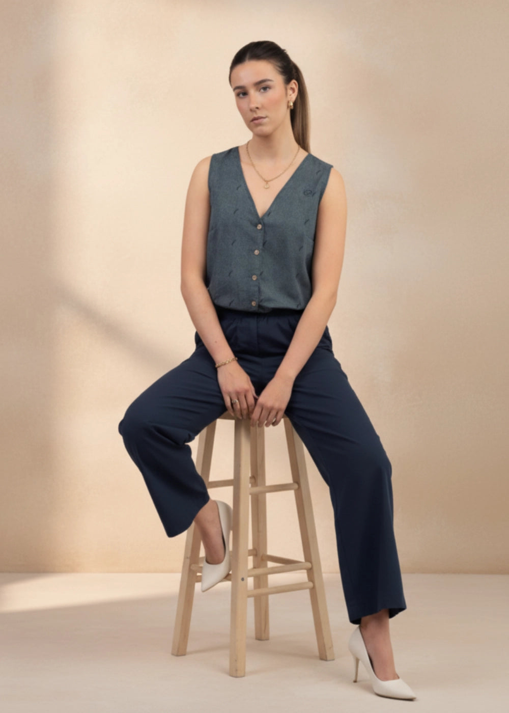 Prussian Blue Ajrakh-Inspired Cotton Jumpsuit | Limited Edition by Karee Women Karee