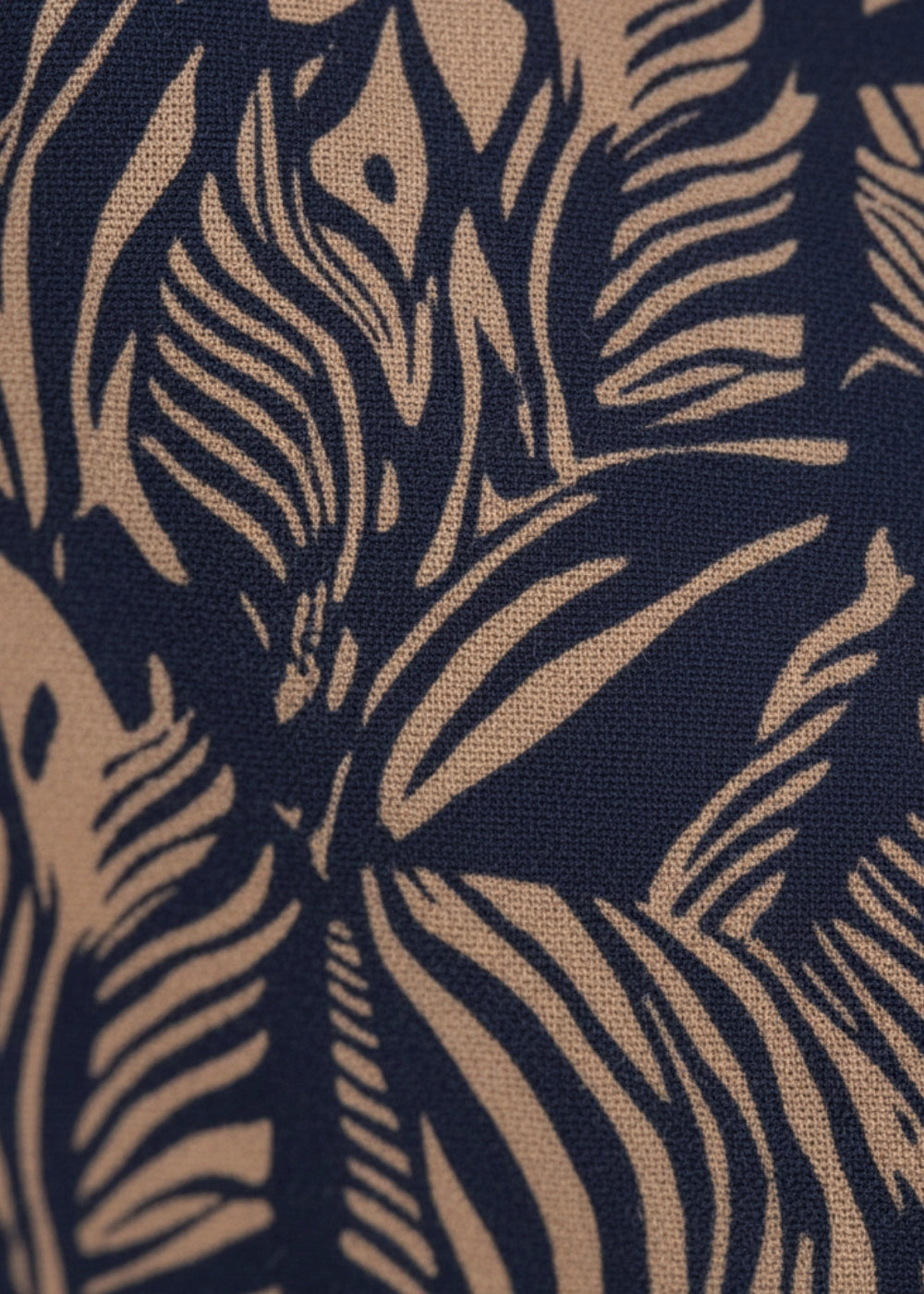 Navy Nights Golden Leaves Linen Shirt Dress