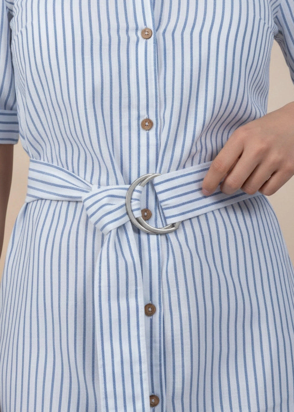 Nautical Breeze Striped Cotton Shirt Dress