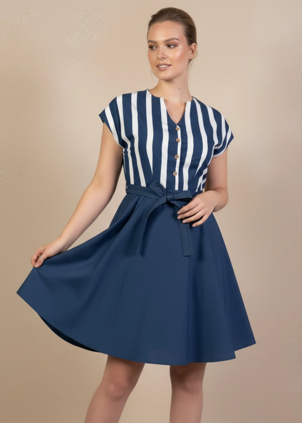 Denim & White Oasis Cotton Midi Dress