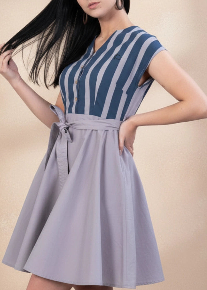 Opel & Denim Contrast Cotton Midi Dress