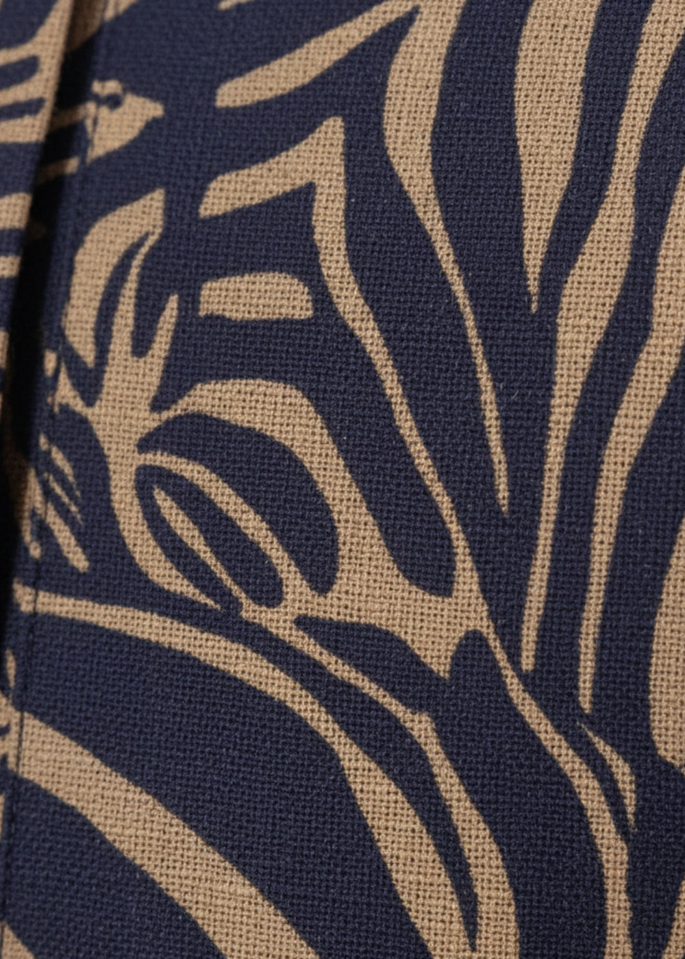 Navy Nights Golden Leaves Linen Shirt Dress