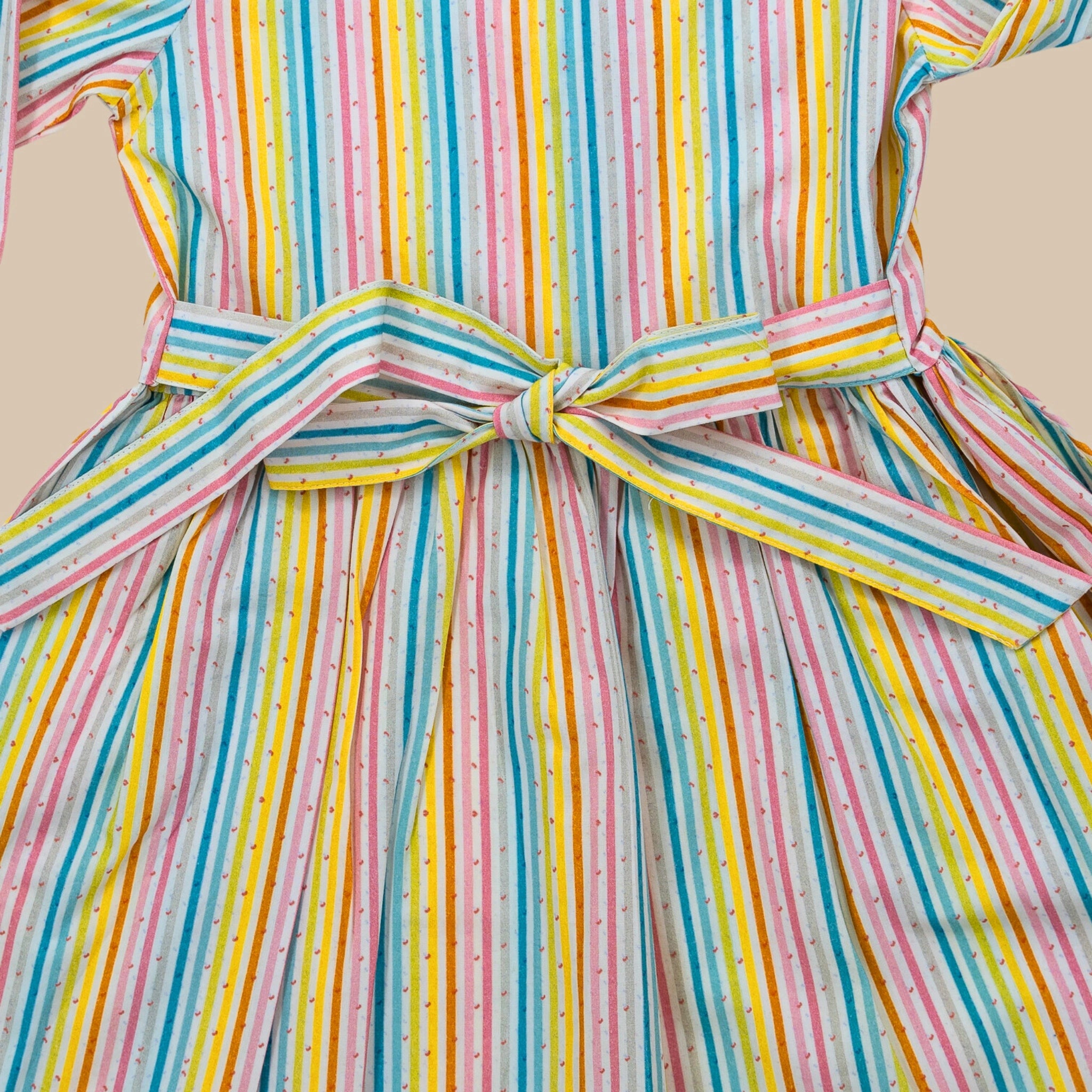 White Striped Puff Sleeve Cotton Dress for Girls | Karee Sustainable Kidswear Kids Karee