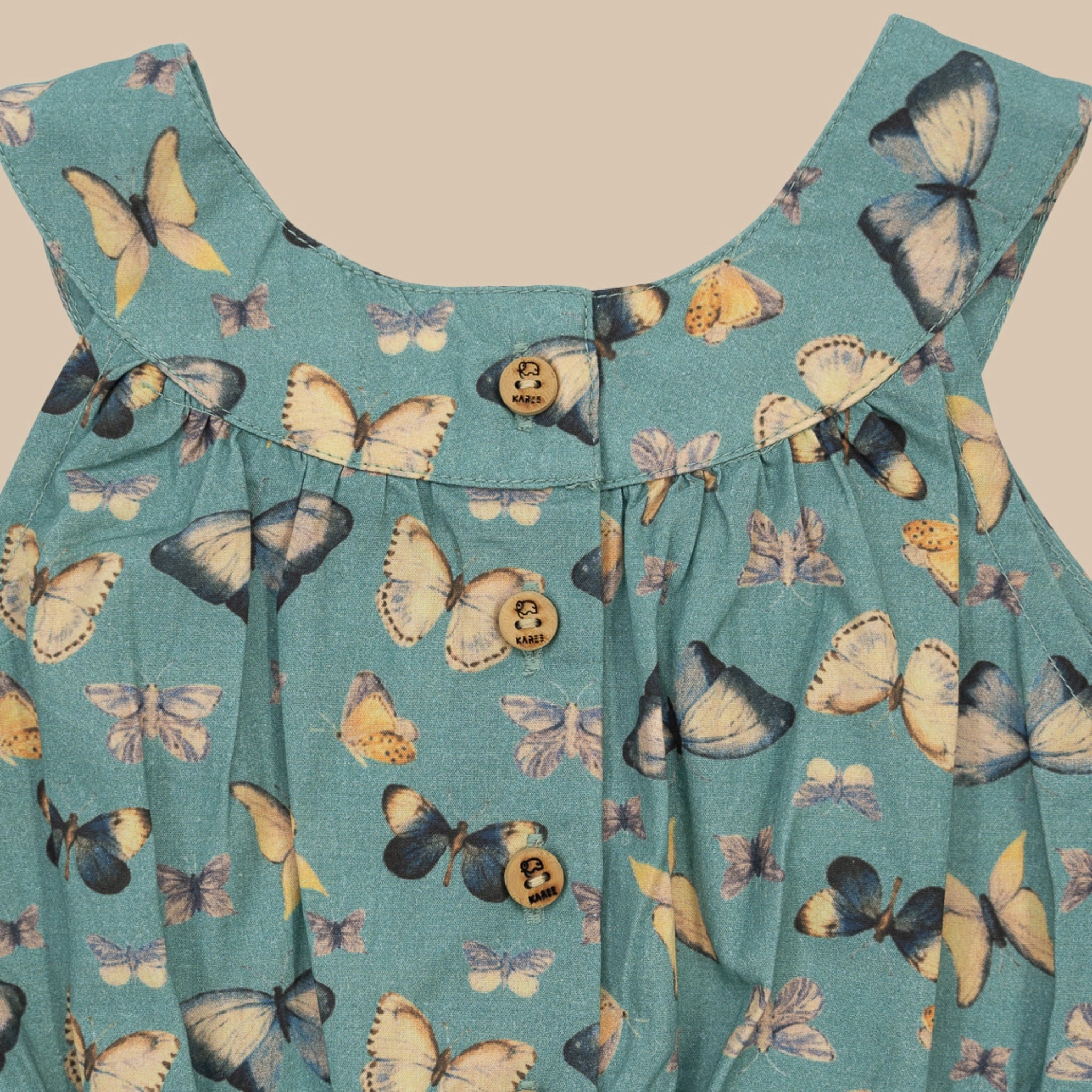 Surf Blue Cotton Play Suit for Girls | Karee Sustainable Kidswear Kids Karee