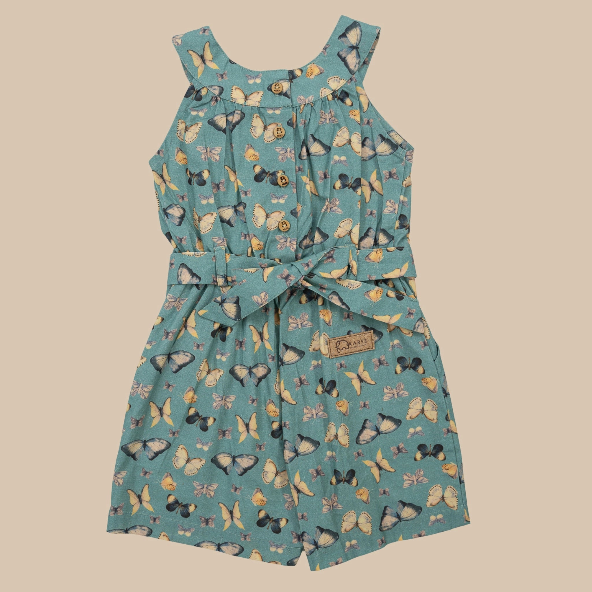 Surf Blue Cotton Play Suit for Girls | Karee Sustainable Kidswear Kids Karee