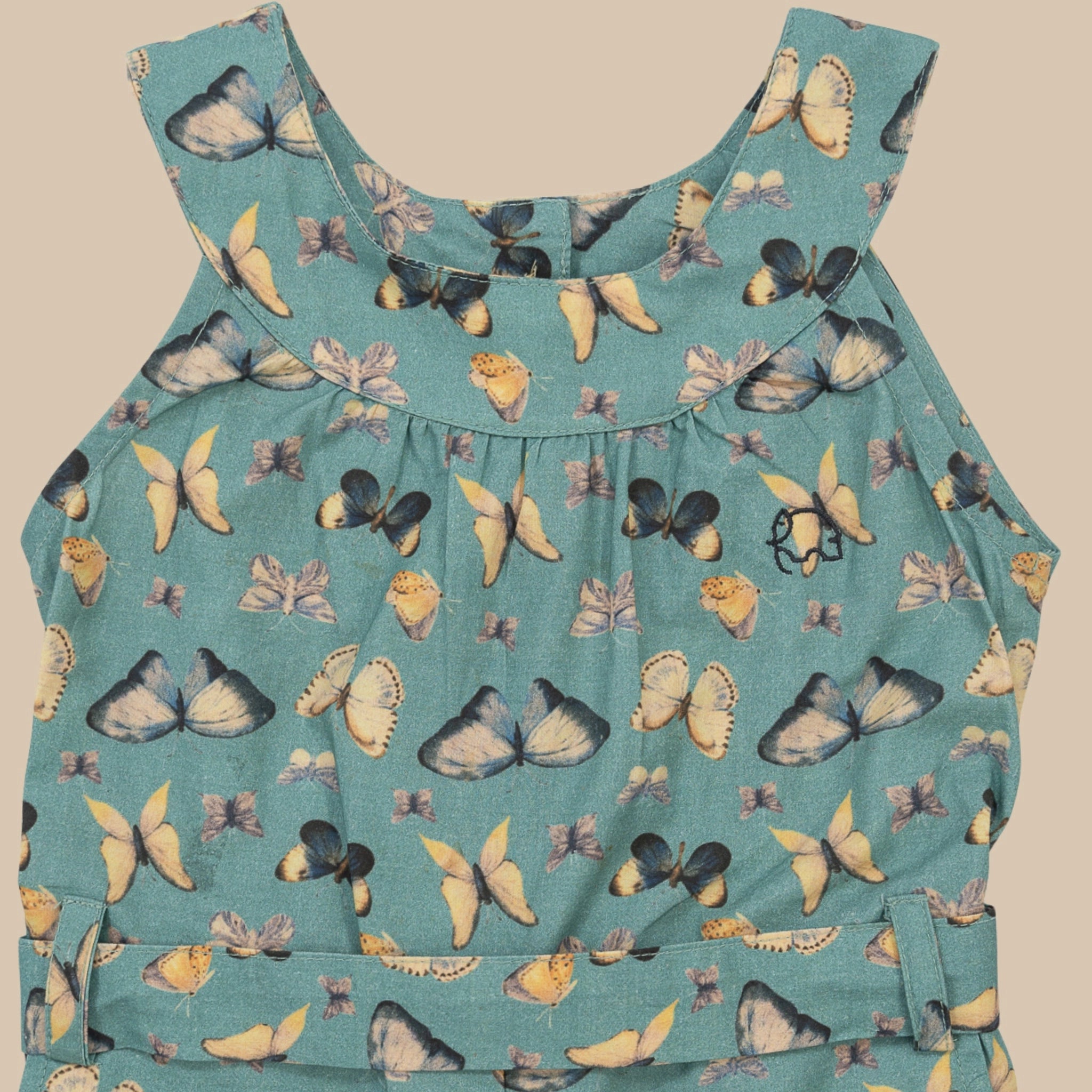 Surf Blue Cotton Play Suit for Girls | Karee Sustainable Kidswear