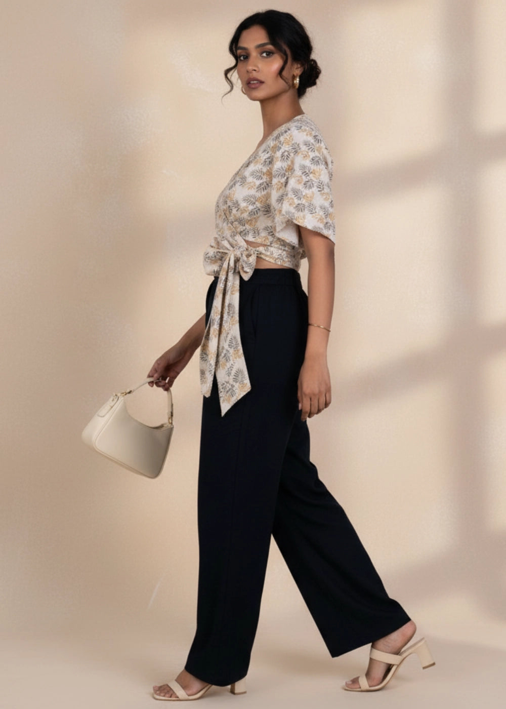 Biscuit Bliss Eco-Friendly Wrap Linen-Viscose Top | Karee Sustainable Fashion