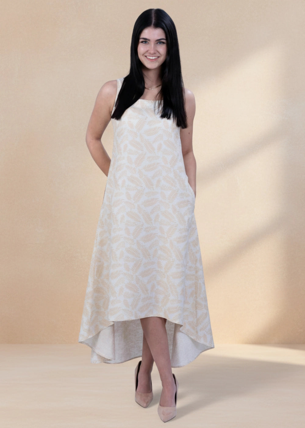 Mystic Serenity High-Low Linen-Cotton Dress | Karee Sustainable Fashion