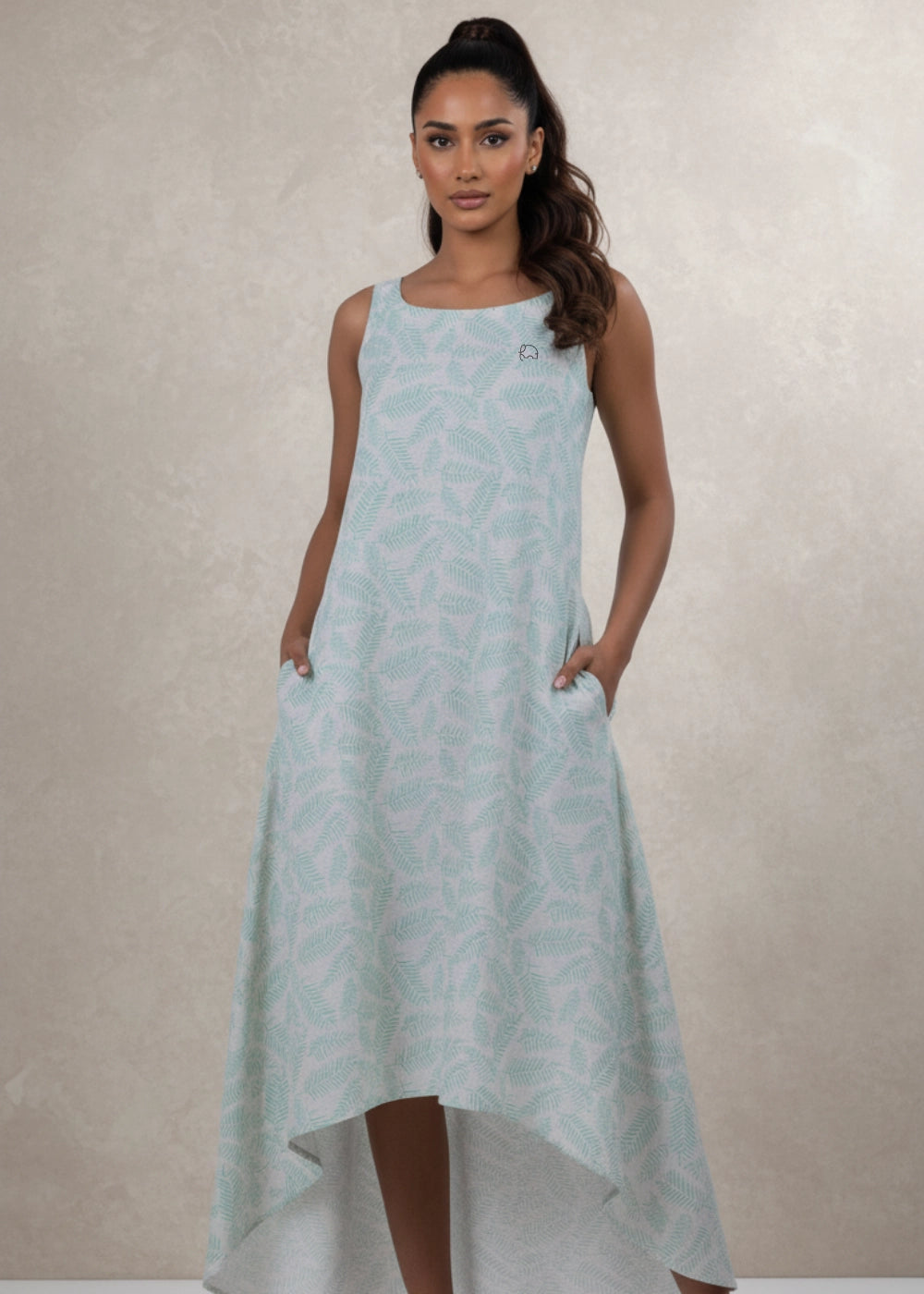 Mystic Breeze High-Low Linen-Cotton Dress | Karee Sustainable Fashion Women Karee