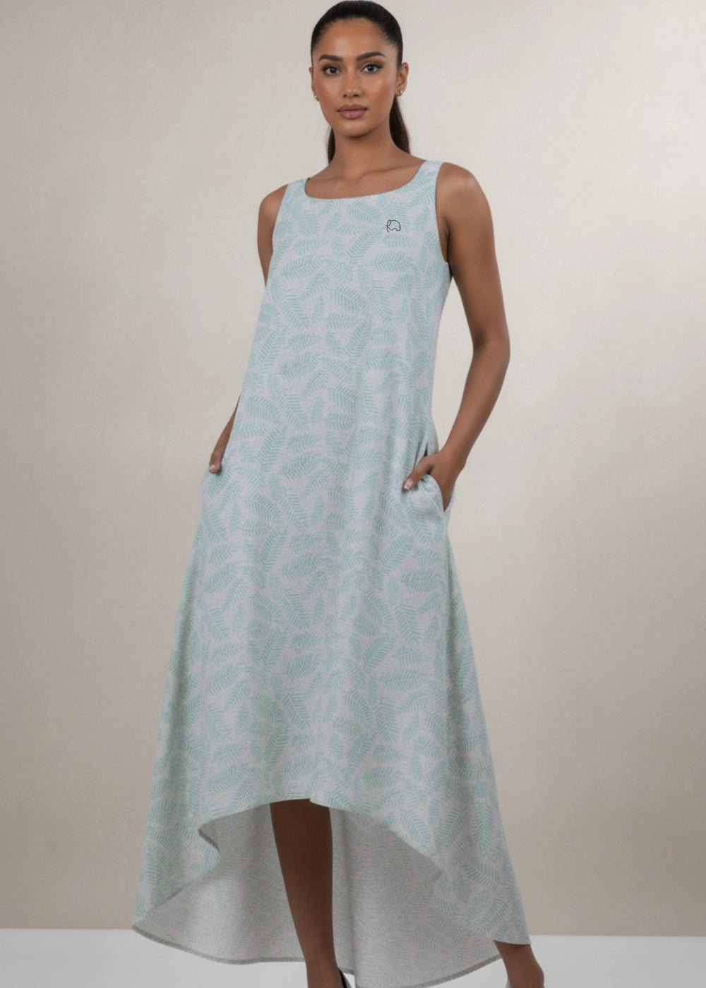 Mystic Breeze High-Low Linen-Cotton Dress | Karee Sustainable Fashion Women Karee