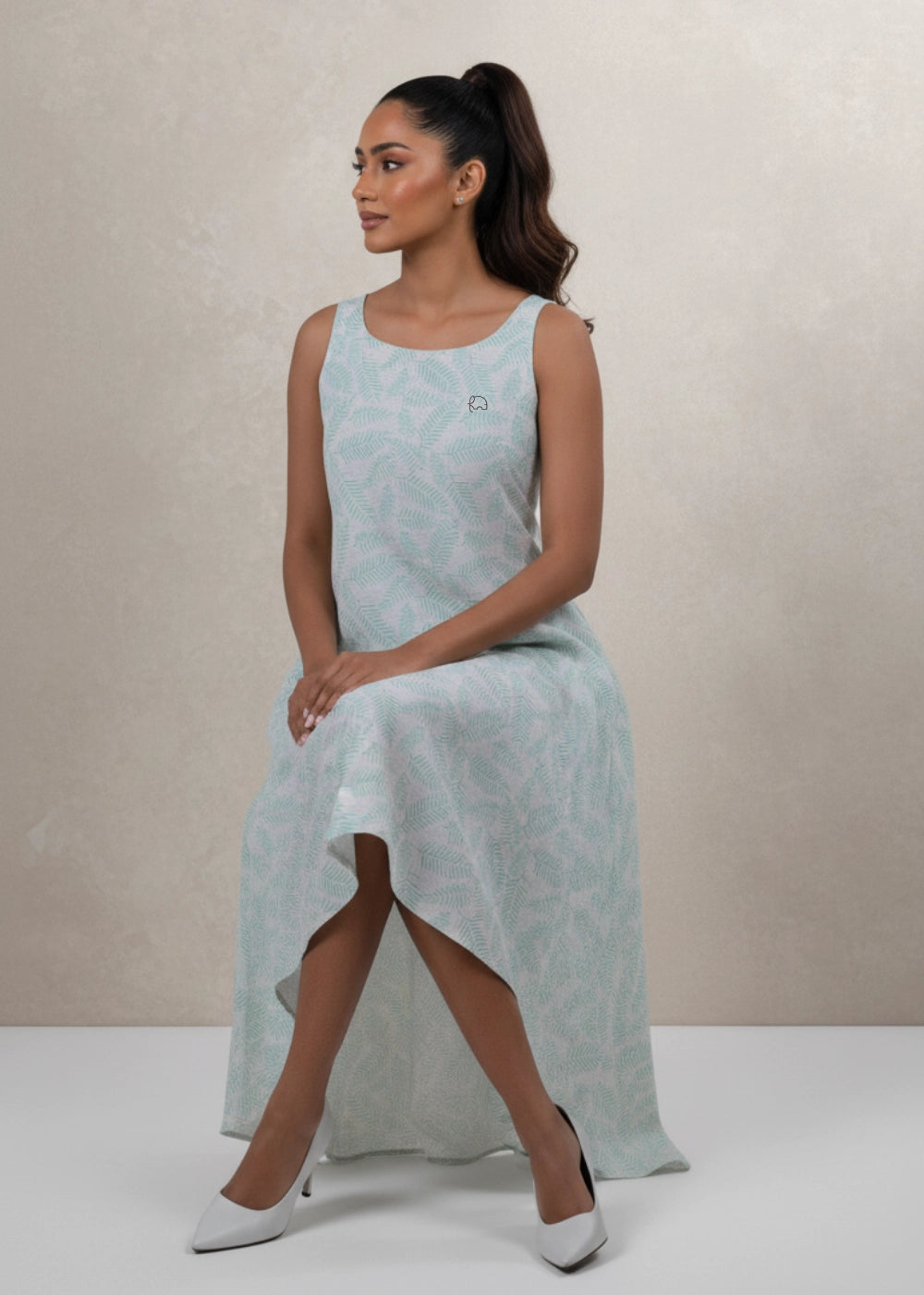 Mystic Breeze High-Low Linen-Cotton Dress | Karee Sustainable Fashion