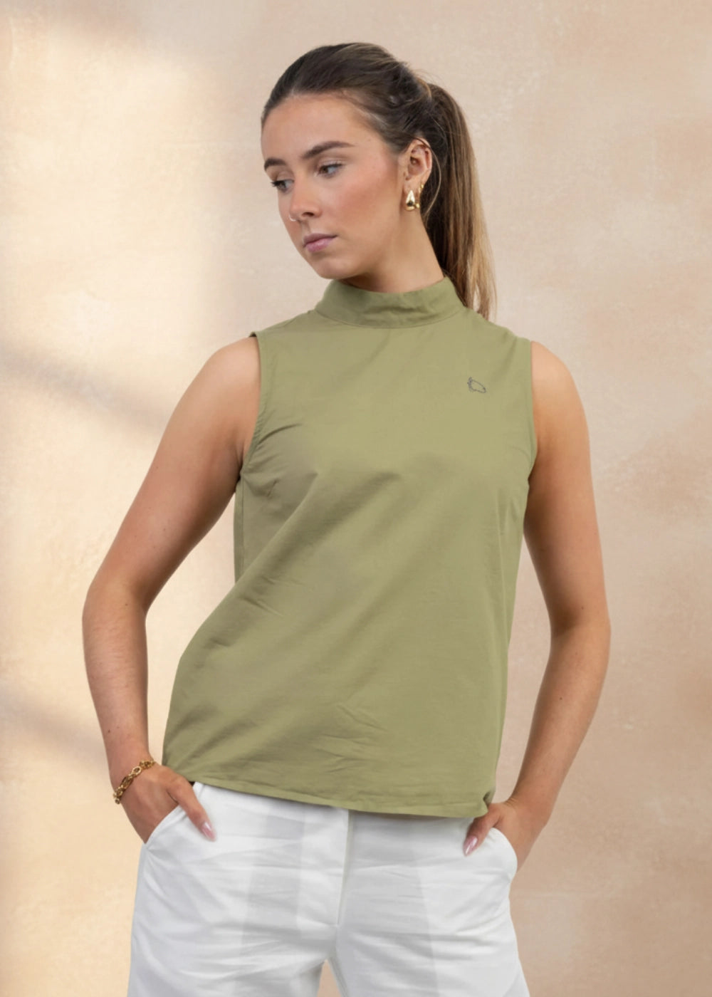 Pear Green Harmony Sleeveless Linen-Cotton Top | Karee Sustainable Fashion