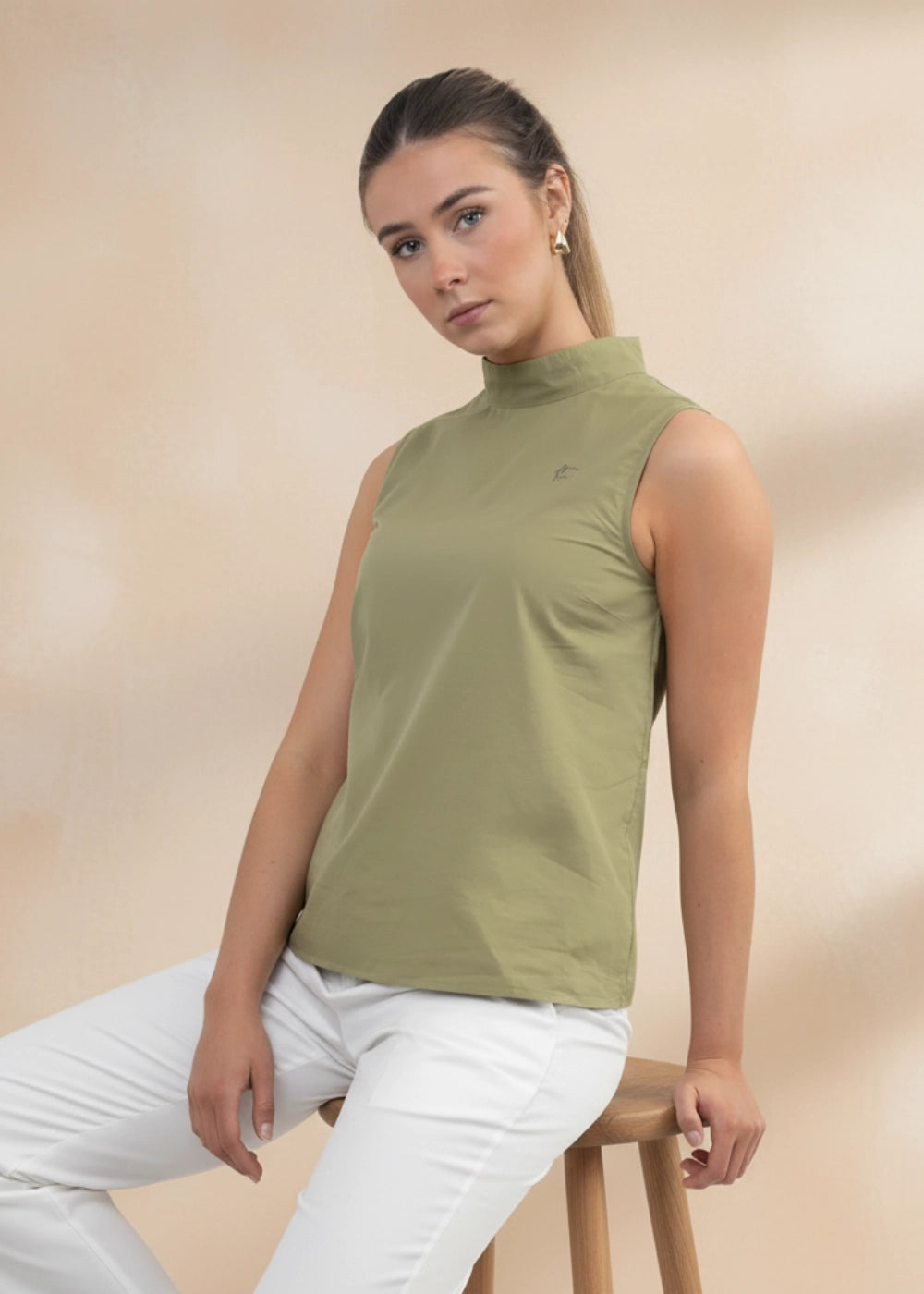 Pear Green Harmony Sleeveless Linen-Cotton Top | Karee Sustainable Fashion