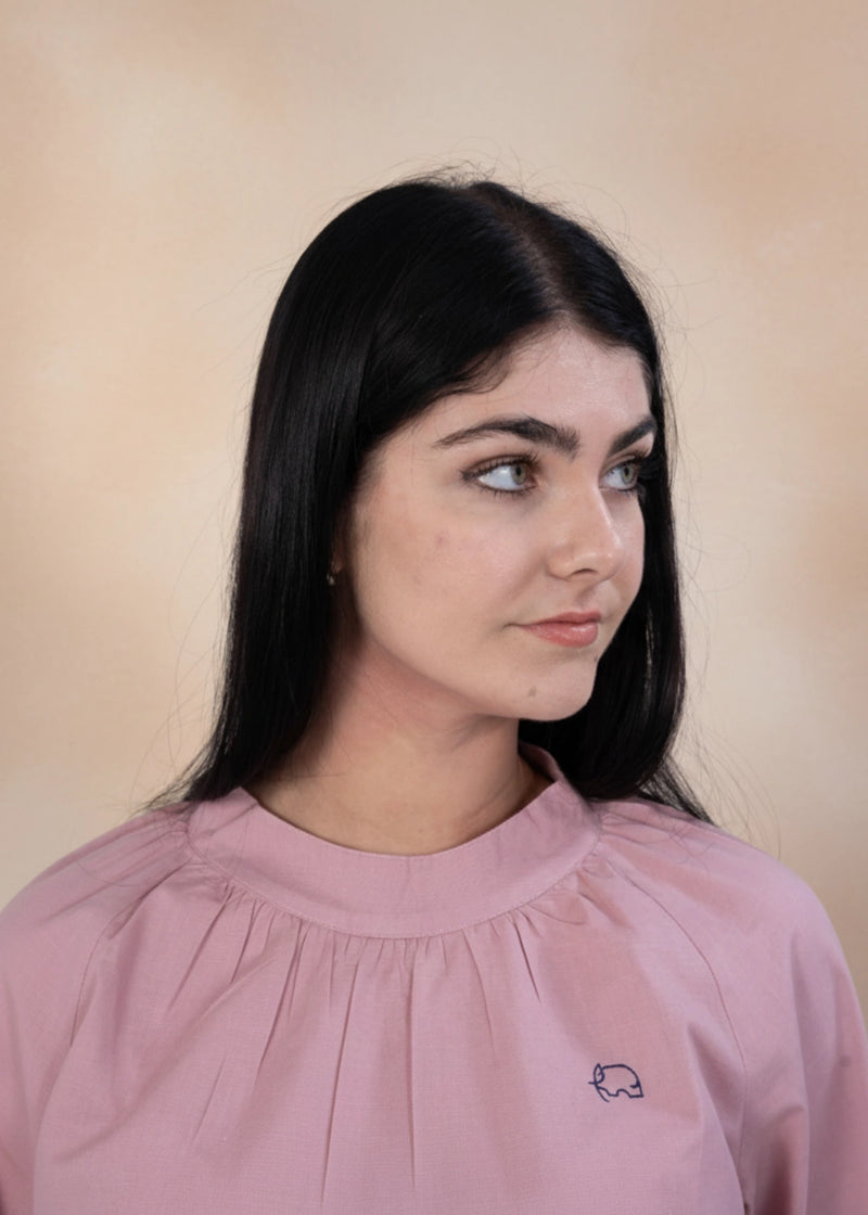 Flamingo Rose Linen Cotton Top for Women — 3/4 Sleeve | Karee India Women Karee