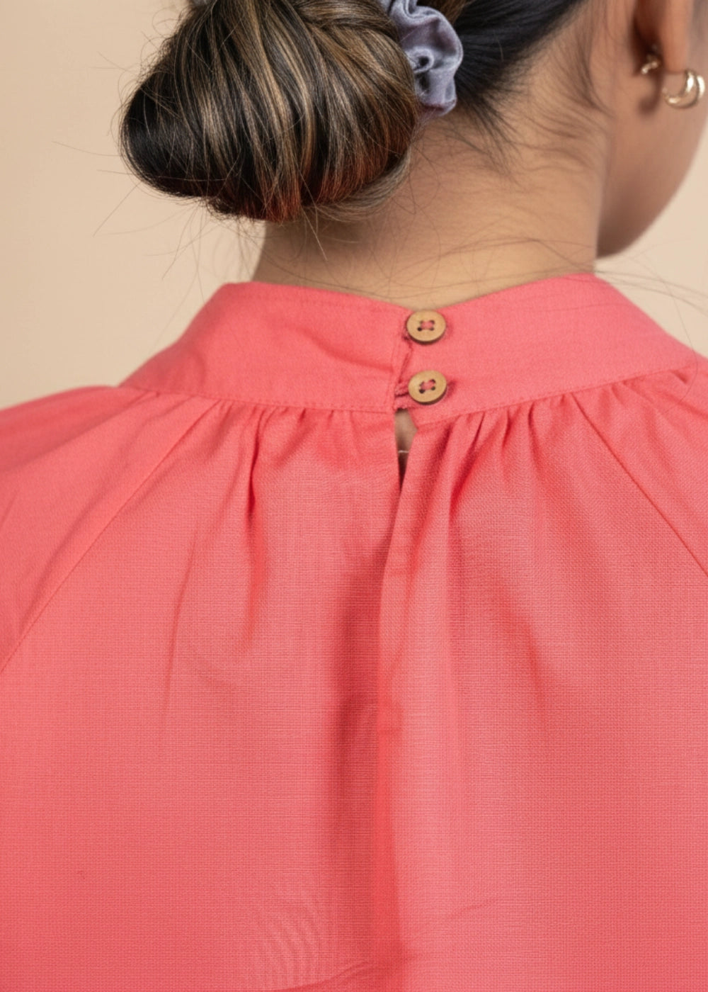 Fuchsia Elegance High Neck Linen-Cotton Top | Karee Sustainable Fashion