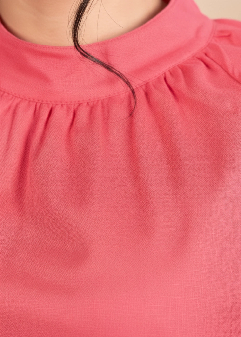 Fuchsia Elegance High Neck Linen-Cotton Top | Karee Sustainable Fashion