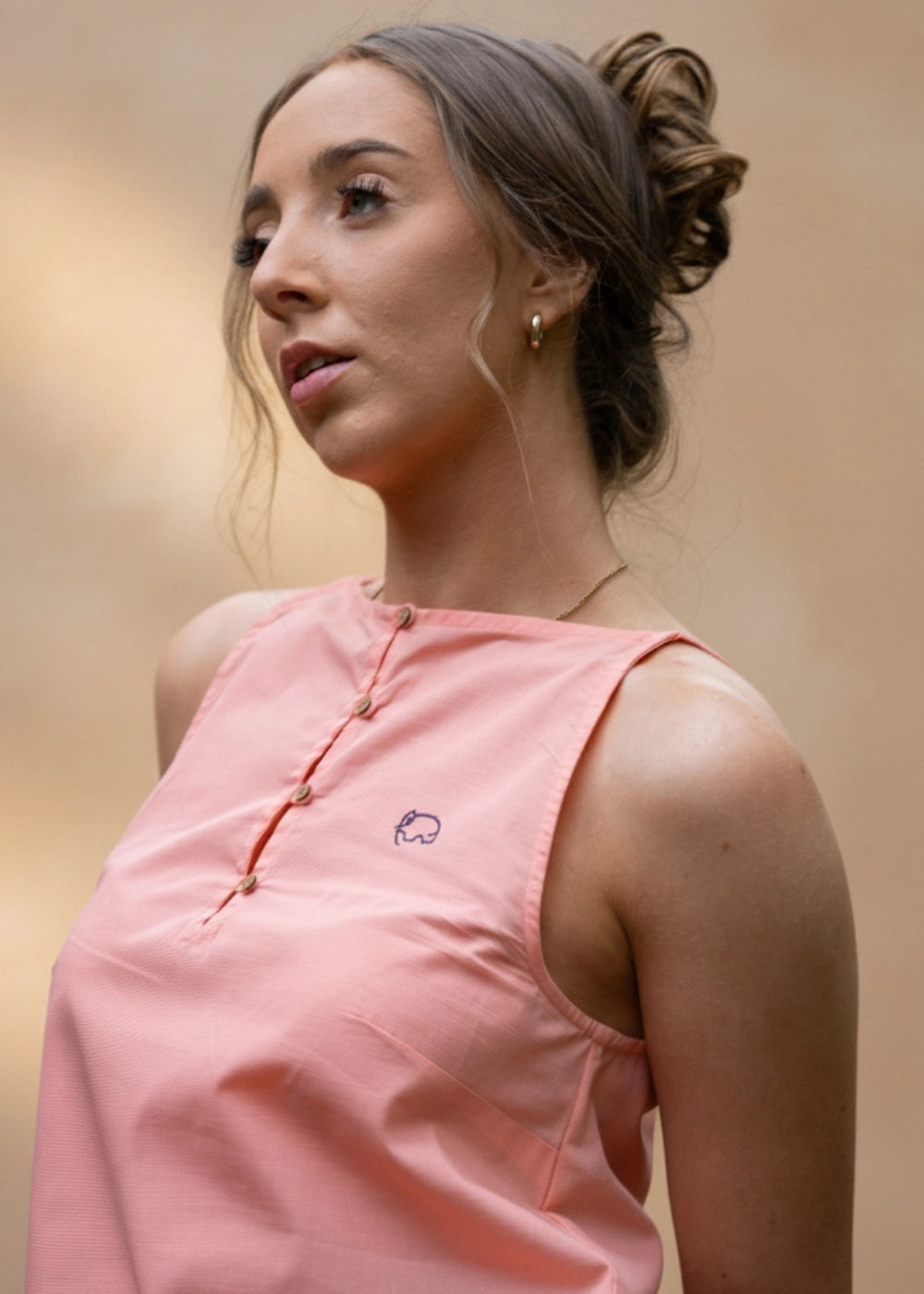 Wild Rose Harmony Halter Cami Linen-Cotton Top | Karee Sustainable Fashion