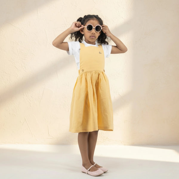 Ebony Linen Cotton Pinafore for Girls | Karee Sustainable Kidswear