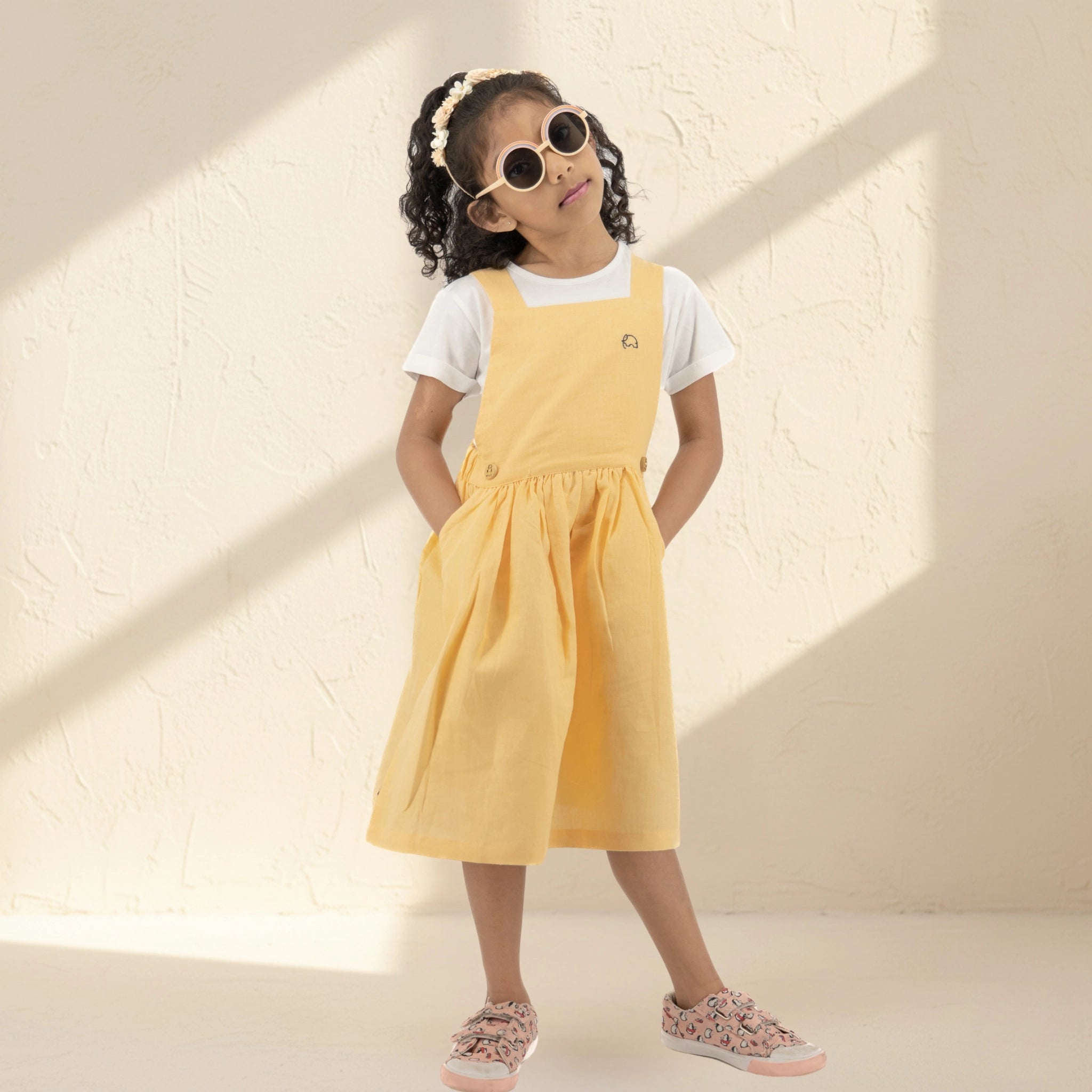 Ebony Linen Cotton Pinafore for Girls | Karee Sustainable Kidswear Kids Karee